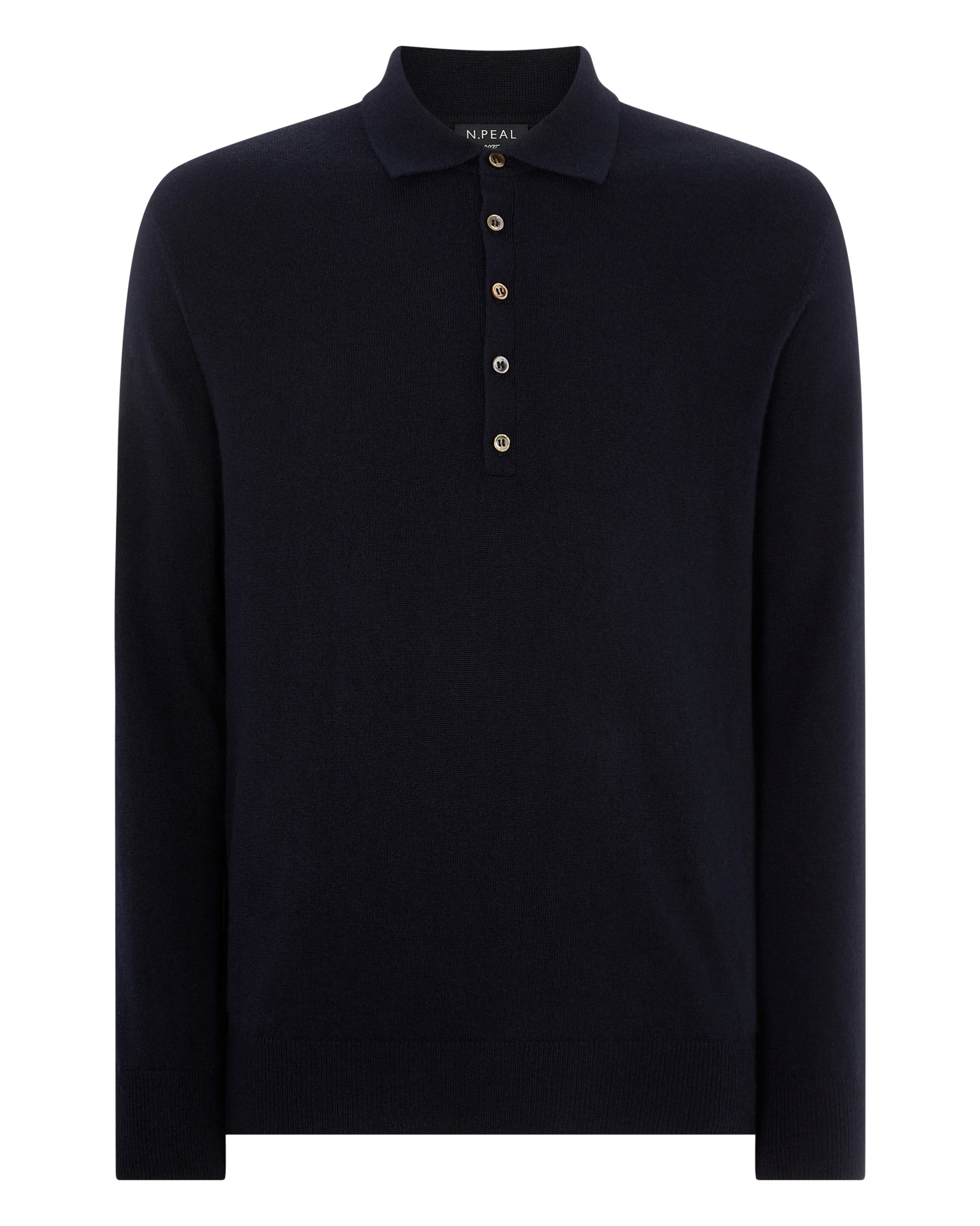 007 5 Button Cashmere Polo Shirt Navy Blue - Image 3