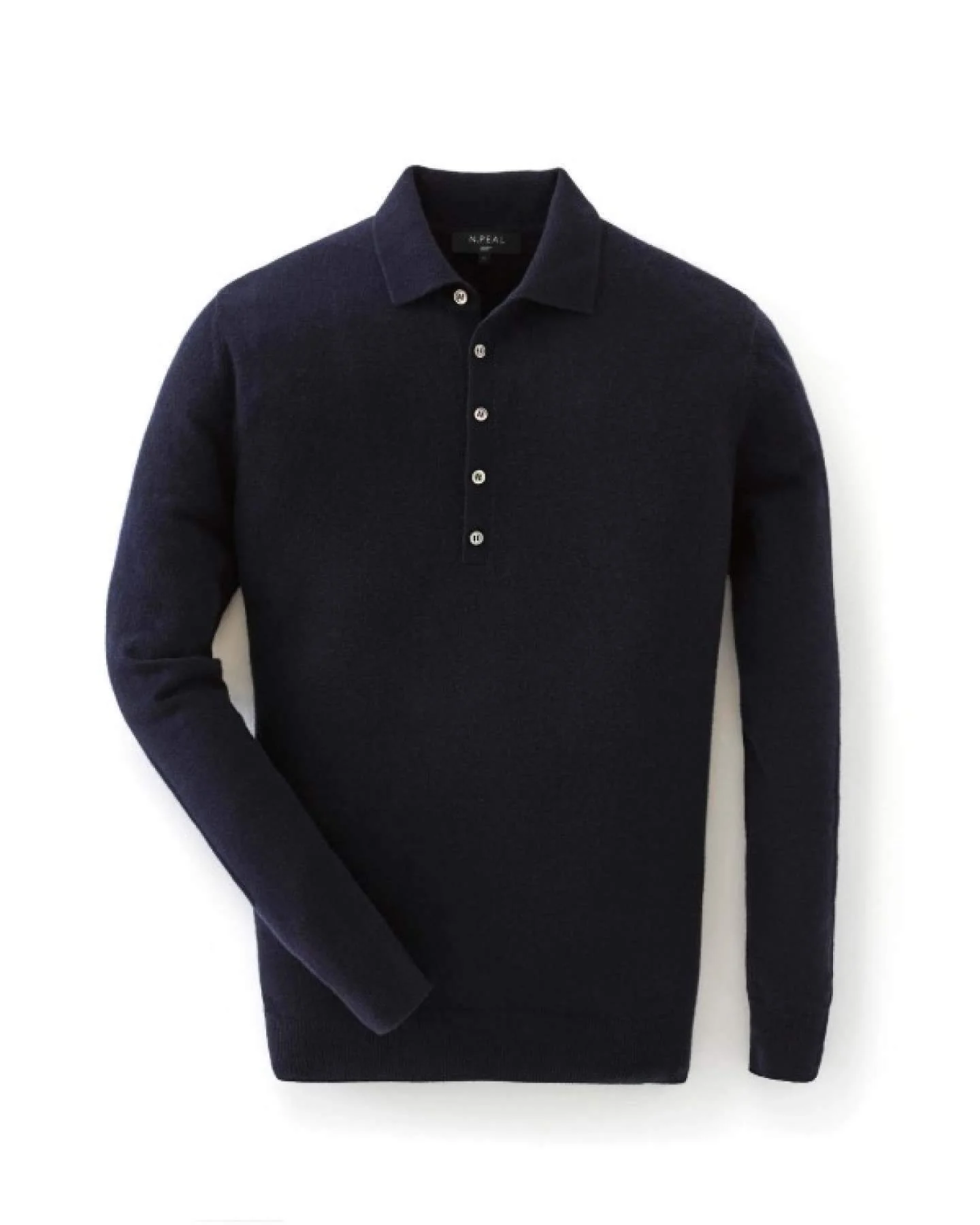 007 5 Button Cashmere Polo Shirt Navy Blue - Image 8