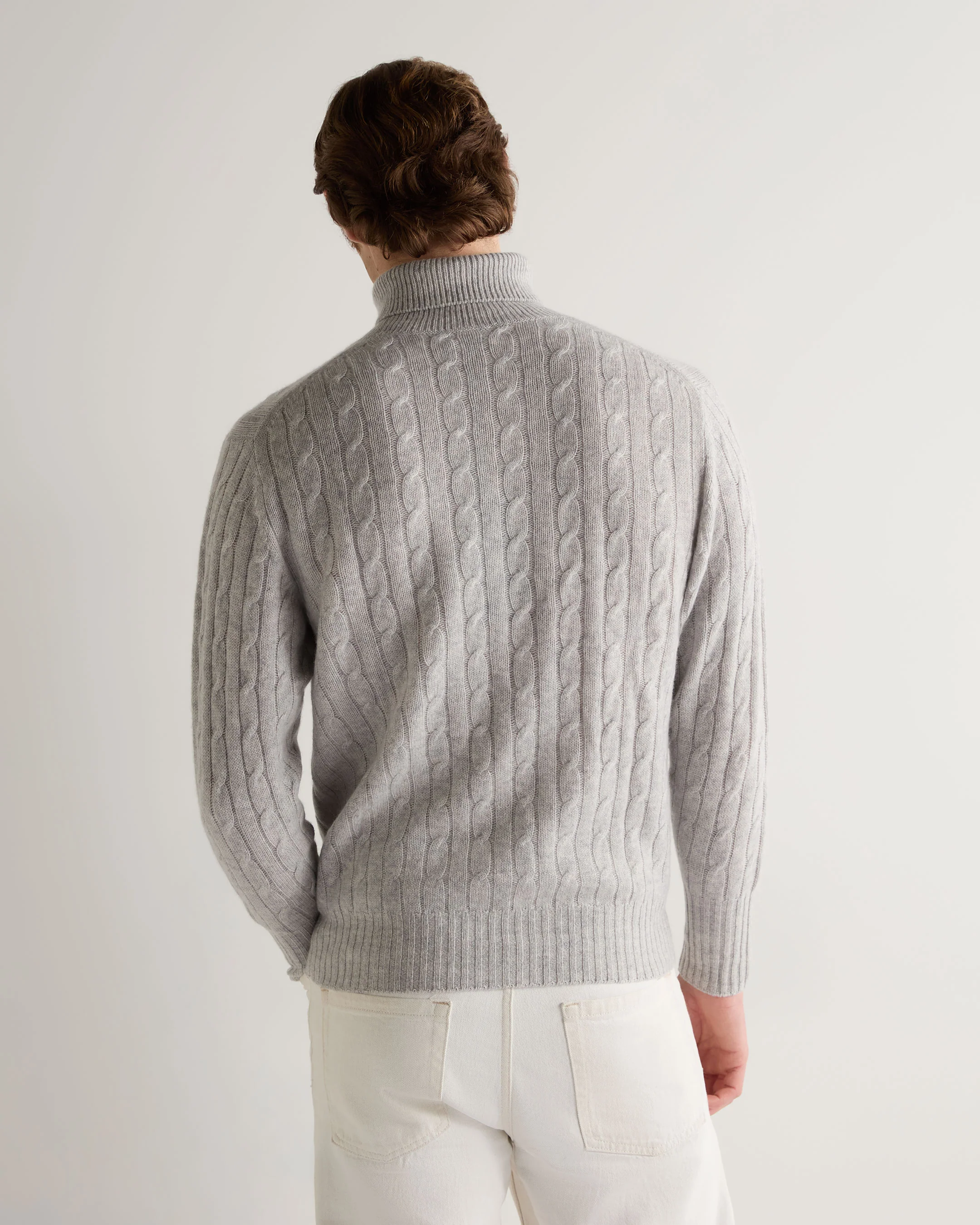 007 Cable Roll Neck Cashmere Jumper Fumo Grey - Image 5