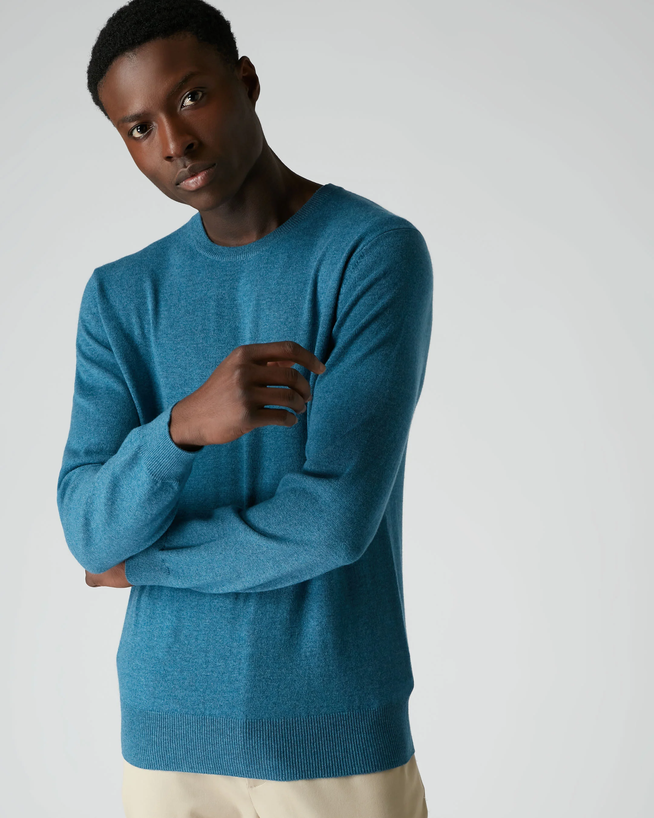 007 Crew Neck Cashmere Jumper Blue Wave - Image 3