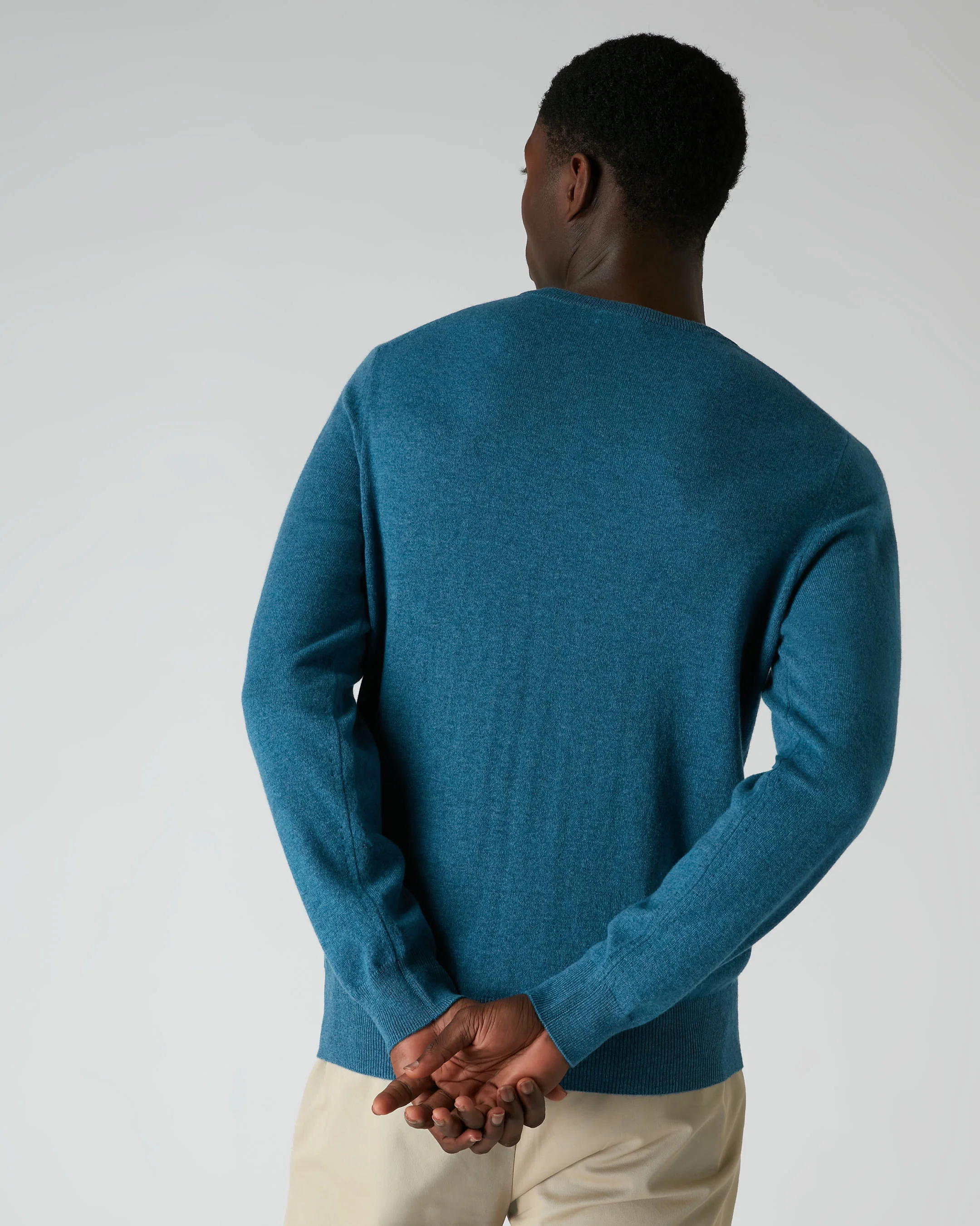 007 Crew Neck Cashmere Jumper Blue Wave - Image 5