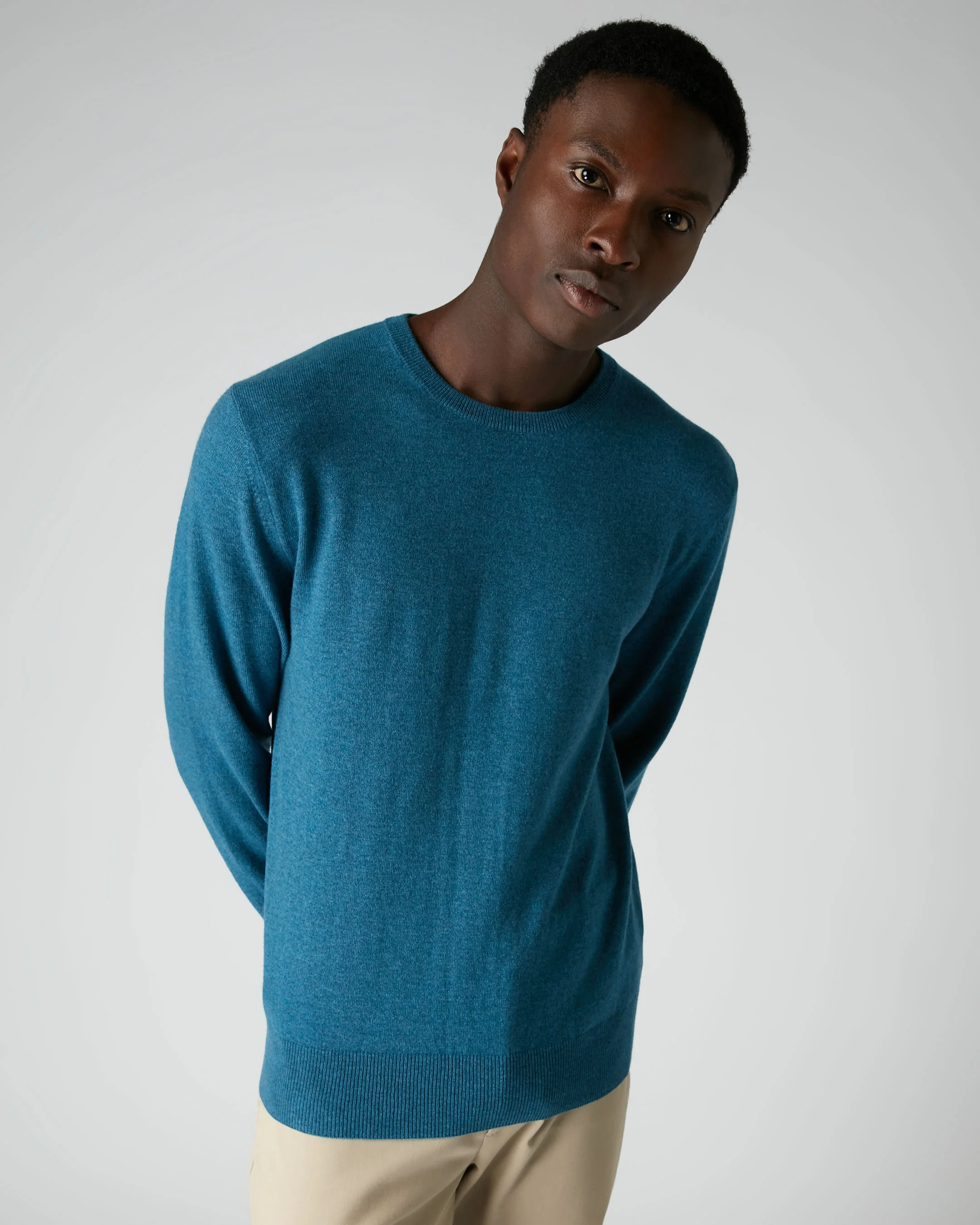 007 Crew Neck Cashmere Jumper Blue Wave - Image 6