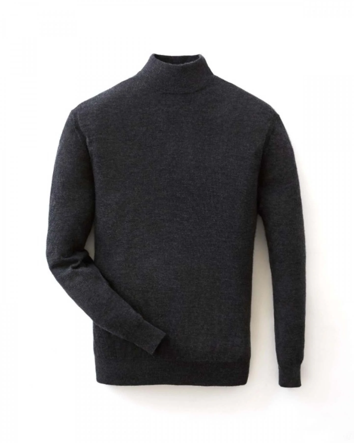 007 Fine Gauge Cashmere Turtle Neck Jumper Dark Charcoal Grey - Image 7