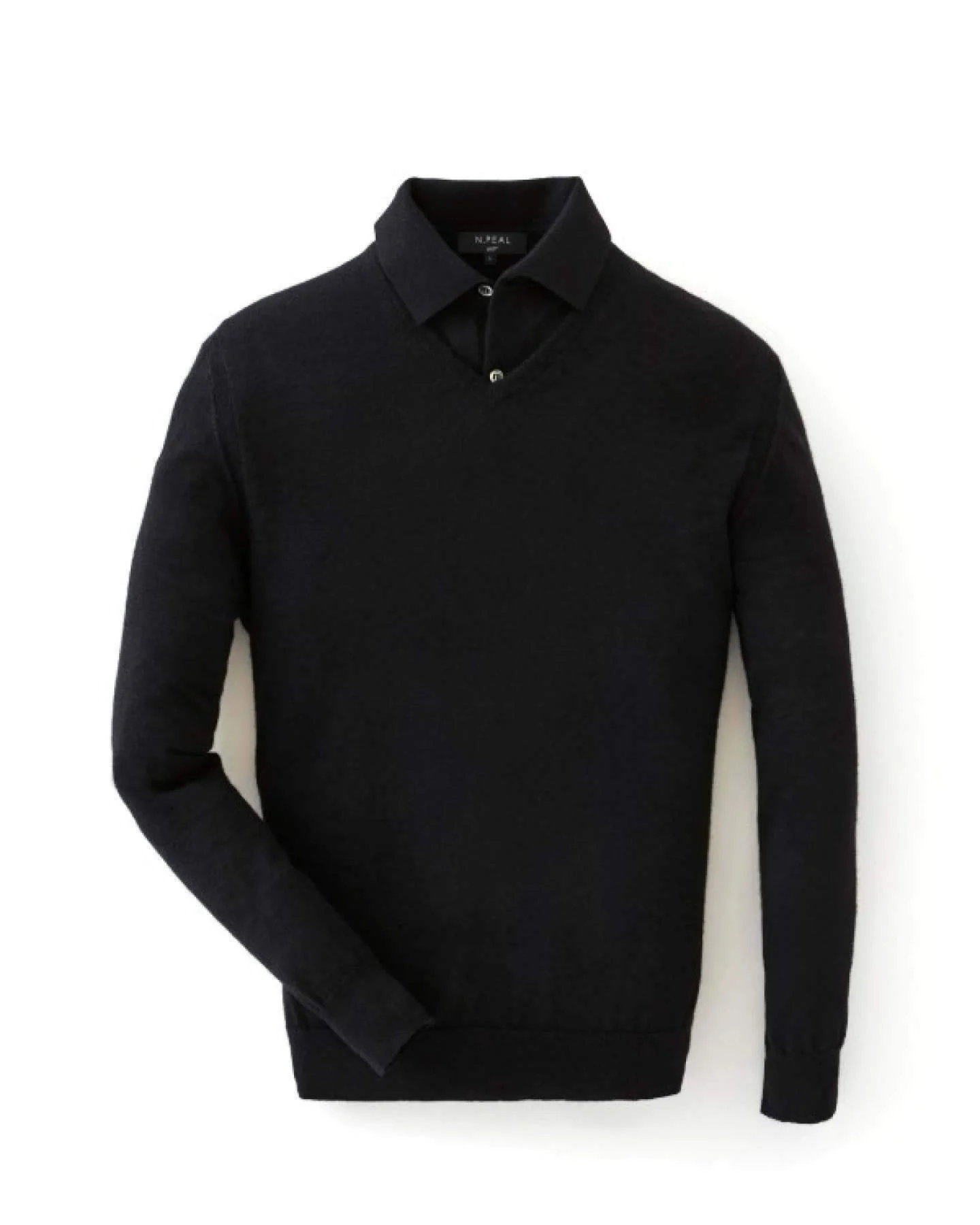 007 Fine Gauge Cashmere Polo T-Shirt Black - Image 8
