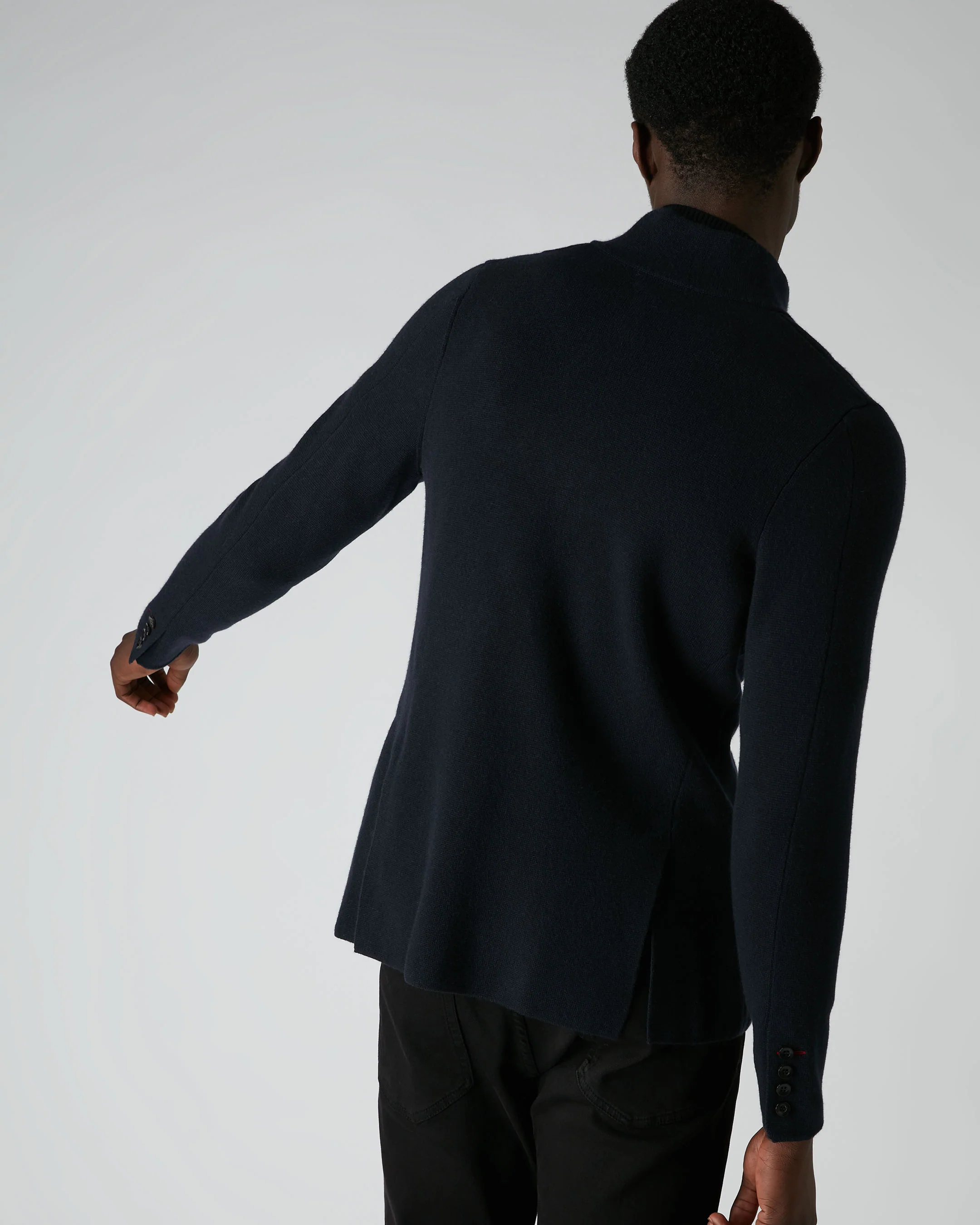 007 Milano Knitted Cashmere Jacket Navy Blue - Image 6
