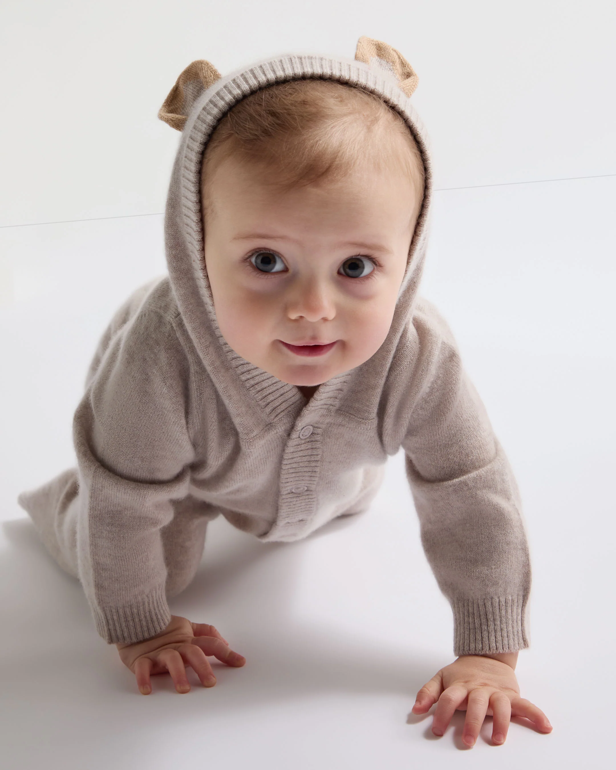 Bear Cashmere Sleepsuit Light Oatmeal Brown - Image 3