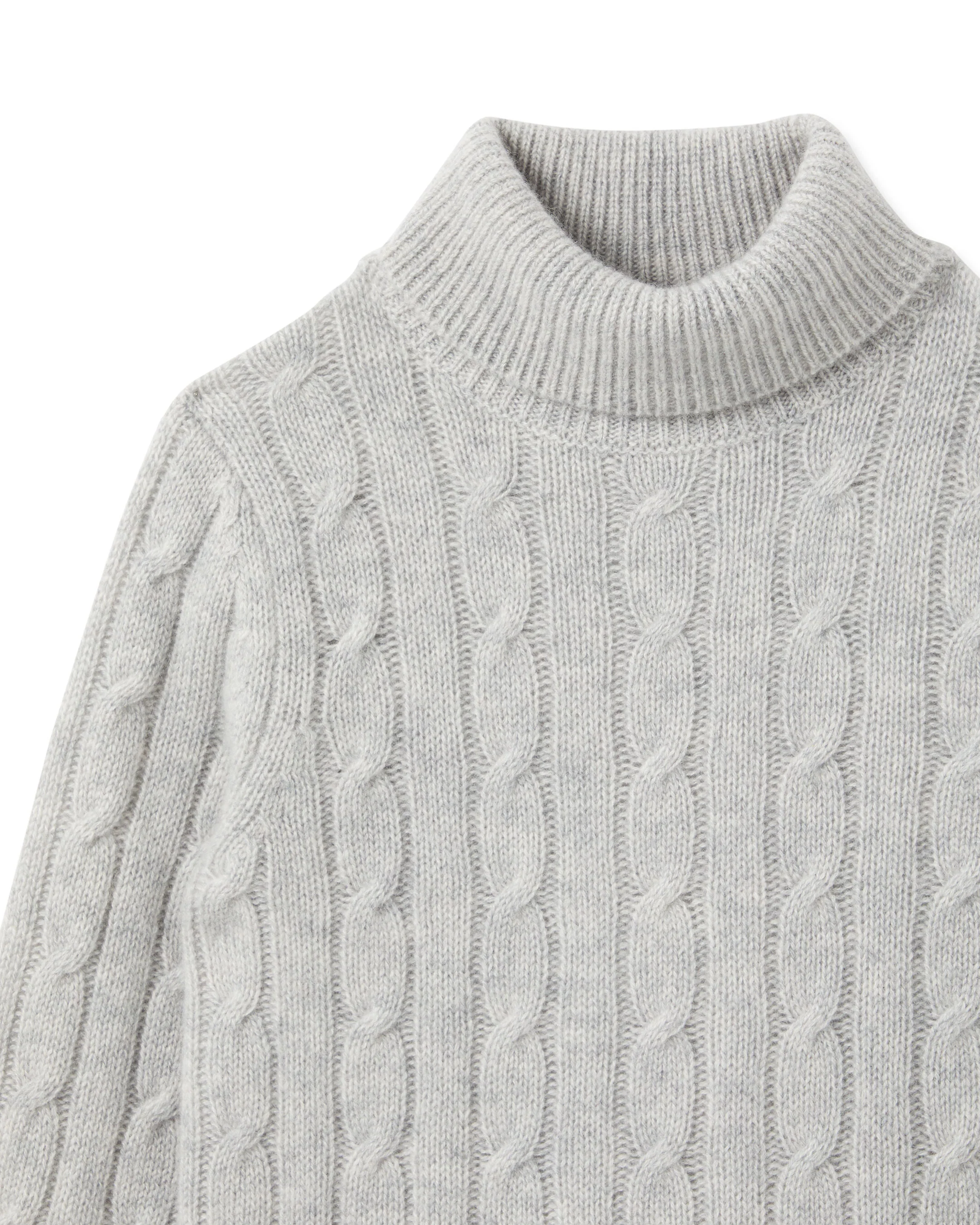 Boys Cable Roll Neck Cashmere Jumper Fumo Grey - Image 3