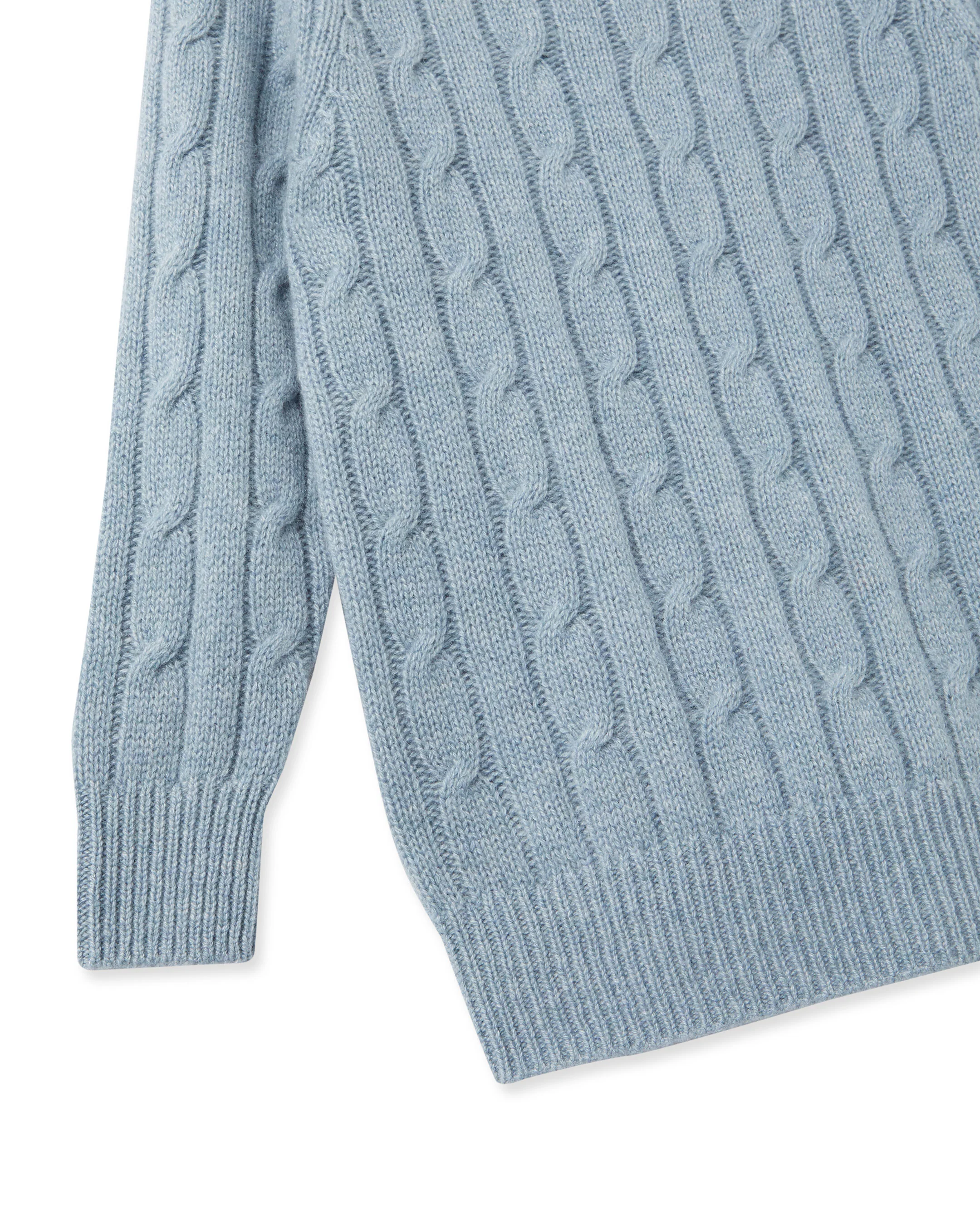 Boys Cable Roll Neck Cashmere Jumper Heather Blue - Image 4