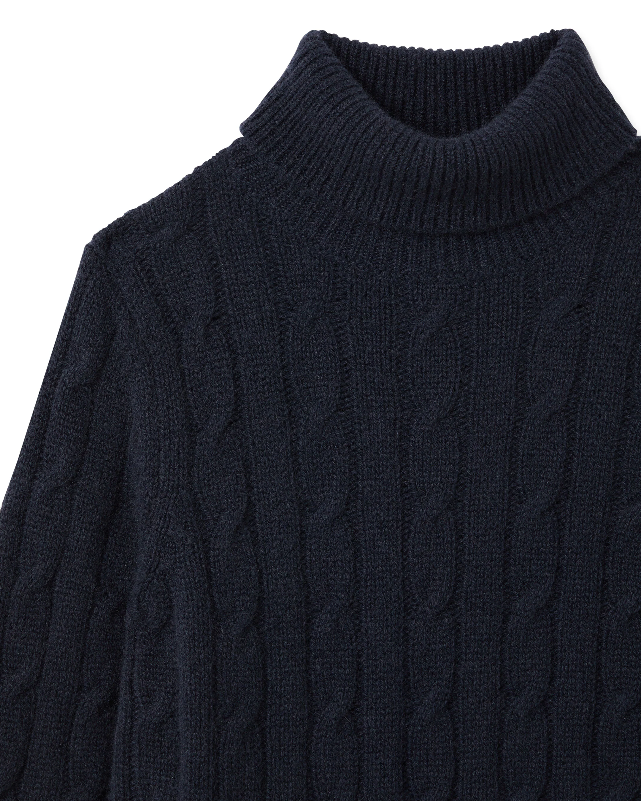 Boys Cable Roll Neck Cashmere Jumper Navy Blue - Image 3