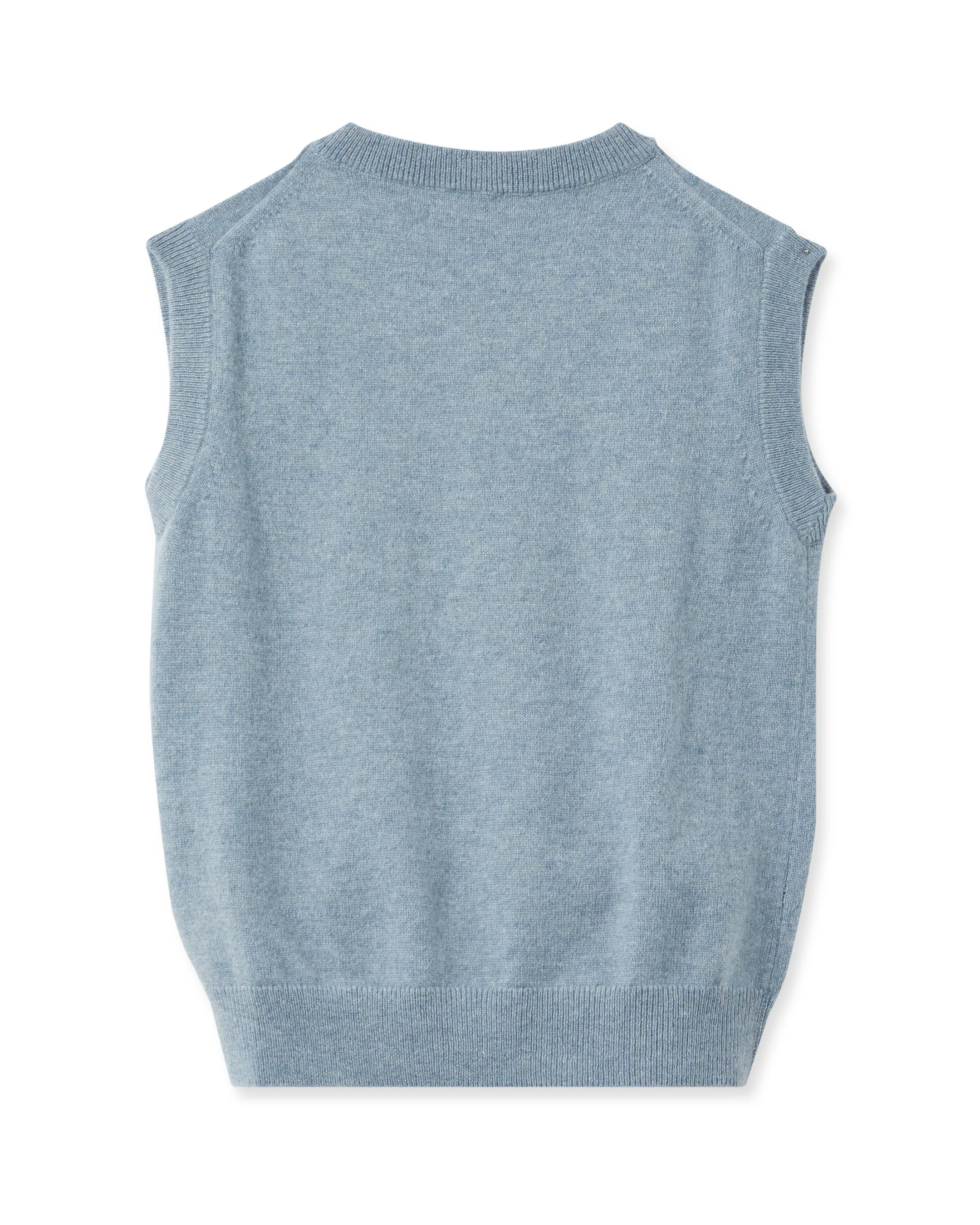 Boys Cashmere Slipover Heather Blue - Image 2