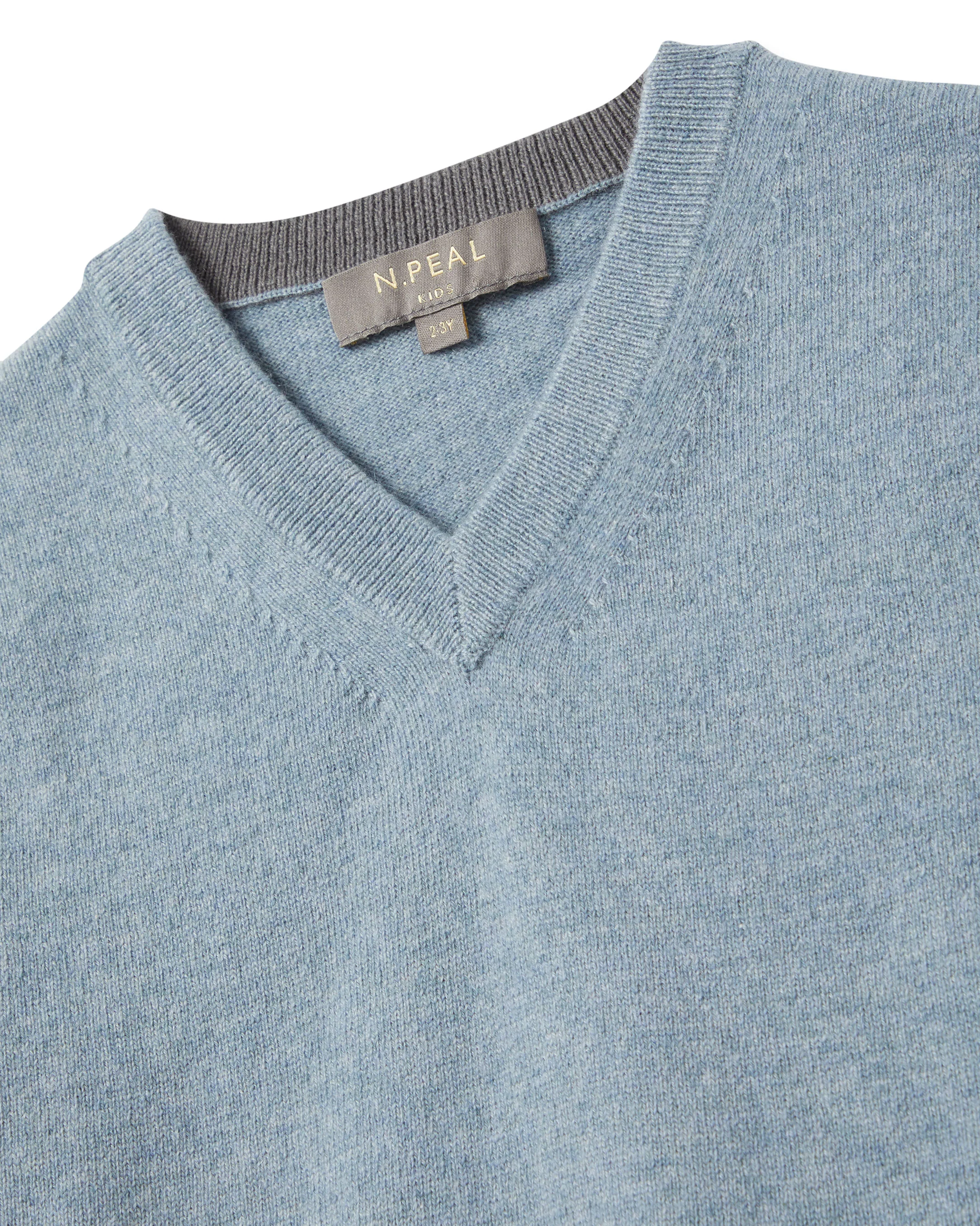 Boys Cashmere Slipover Heather Blue - Image 3