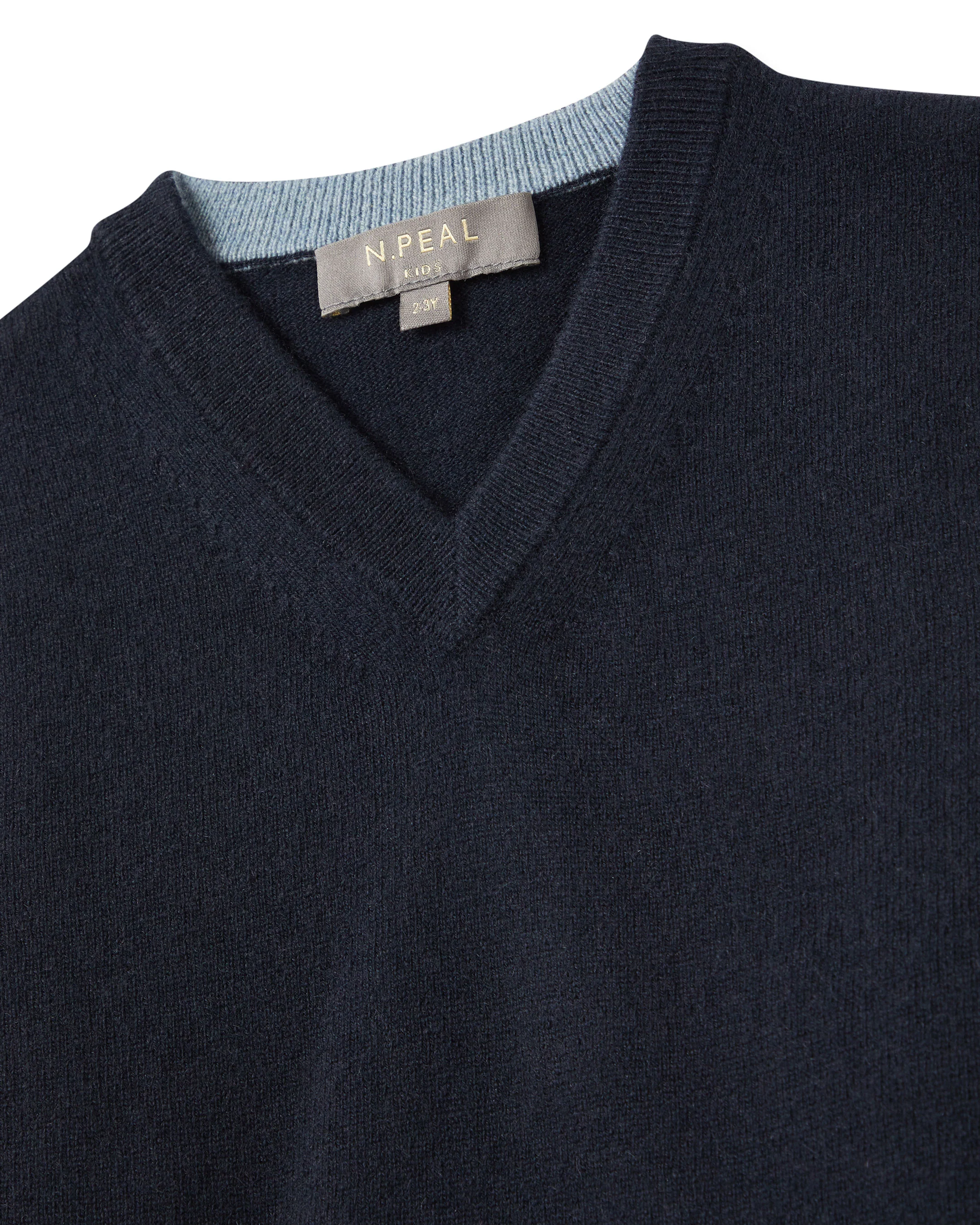 Boys Cashmere Slipover Navy Blue - Image 3