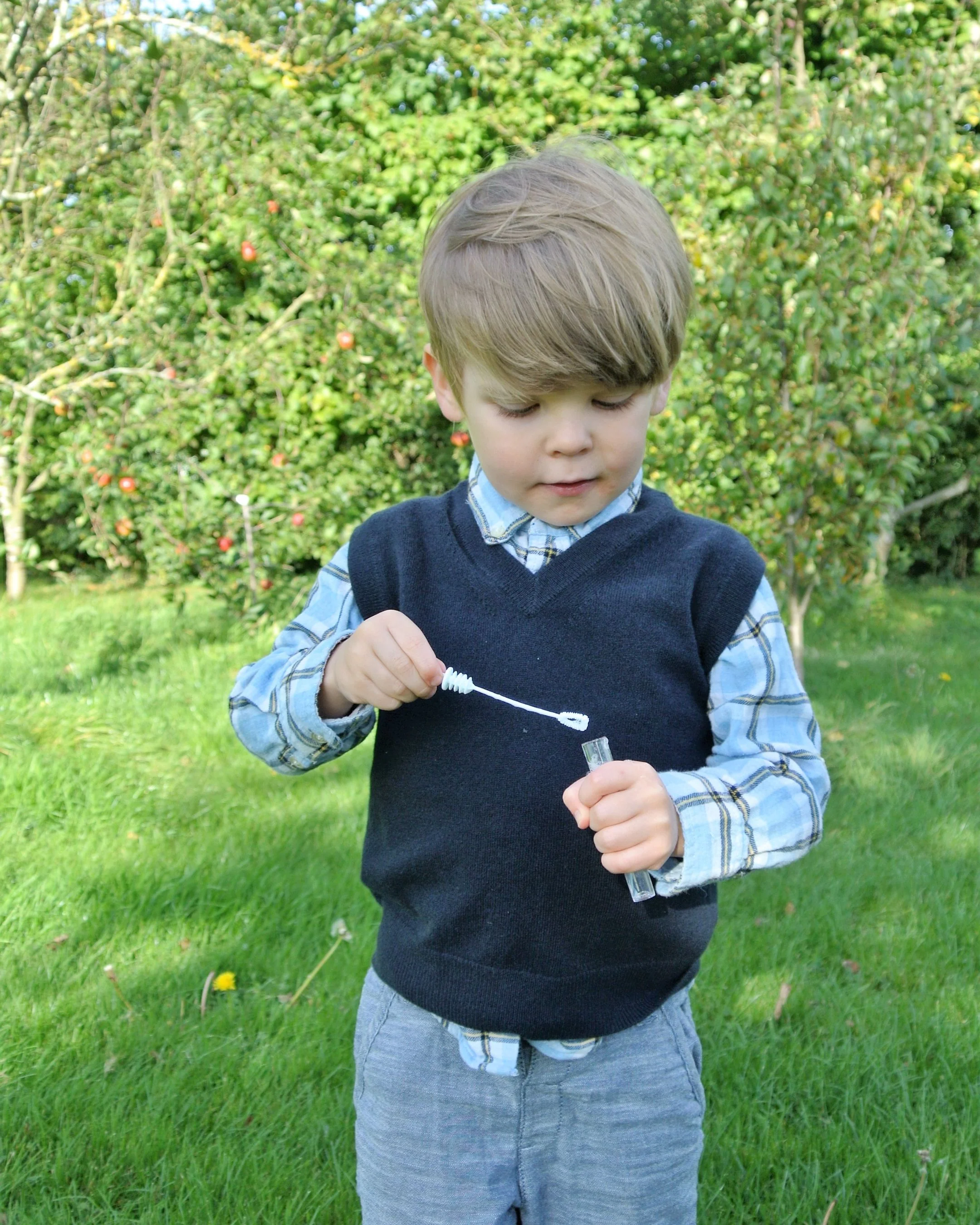 Boys Cashmere Slipover Navy Blue - Image 6