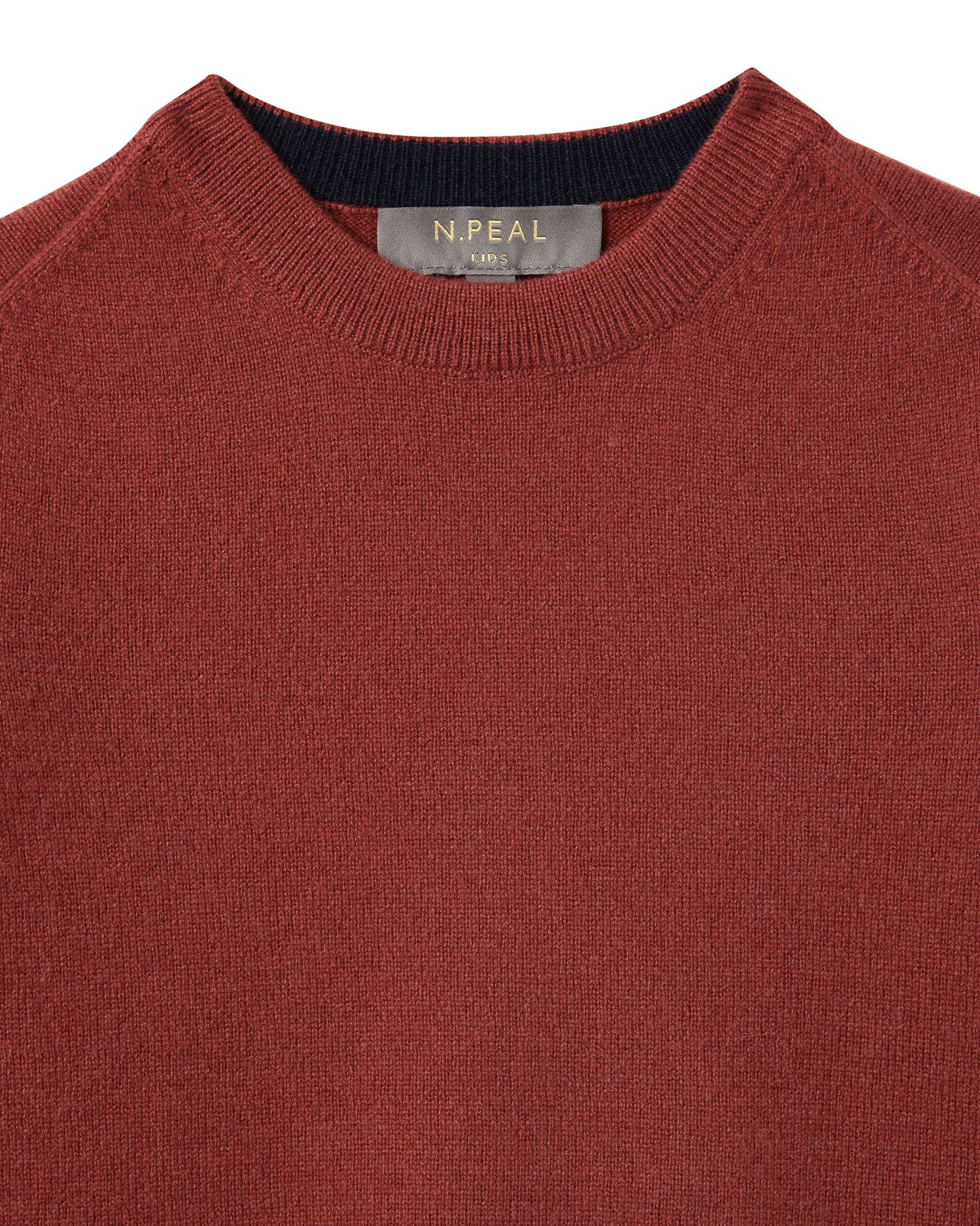 Boys Round Neck Cashmere Jumper Brick Red - Image 3