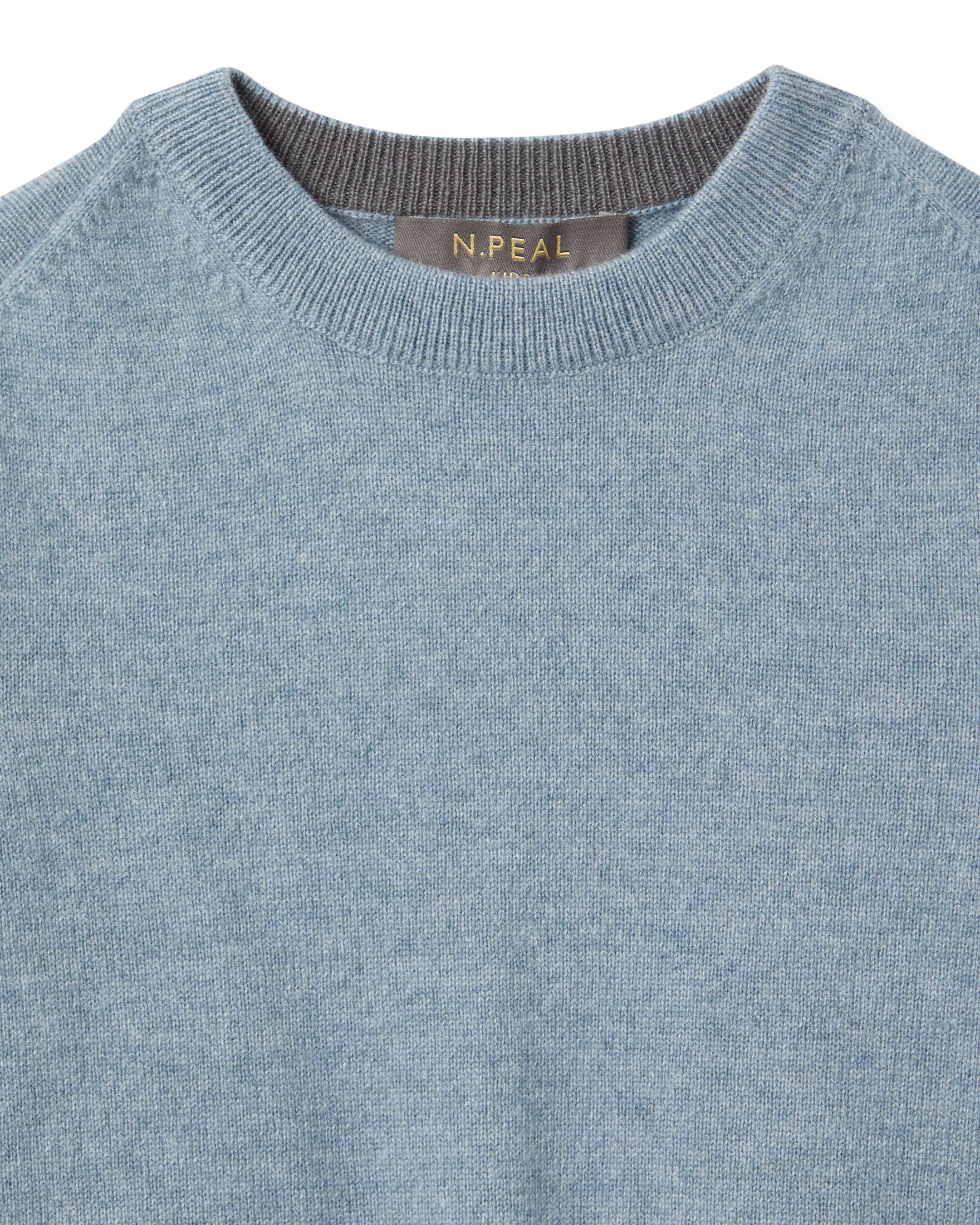 Boys Round Neck Cashmere Jumper Heather Blue - Image 3
