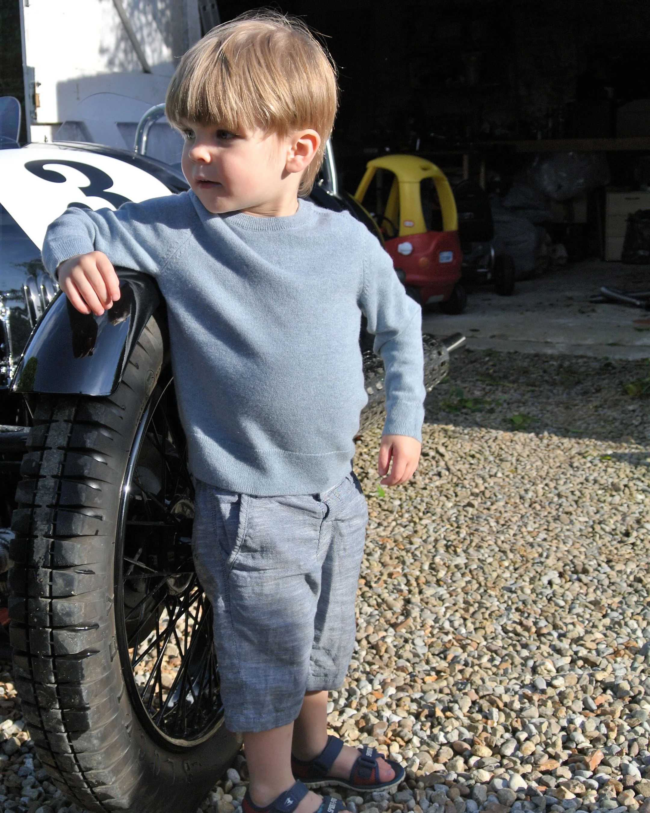 Boys Round Neck Cashmere Jumper Heather Blue - Image 5