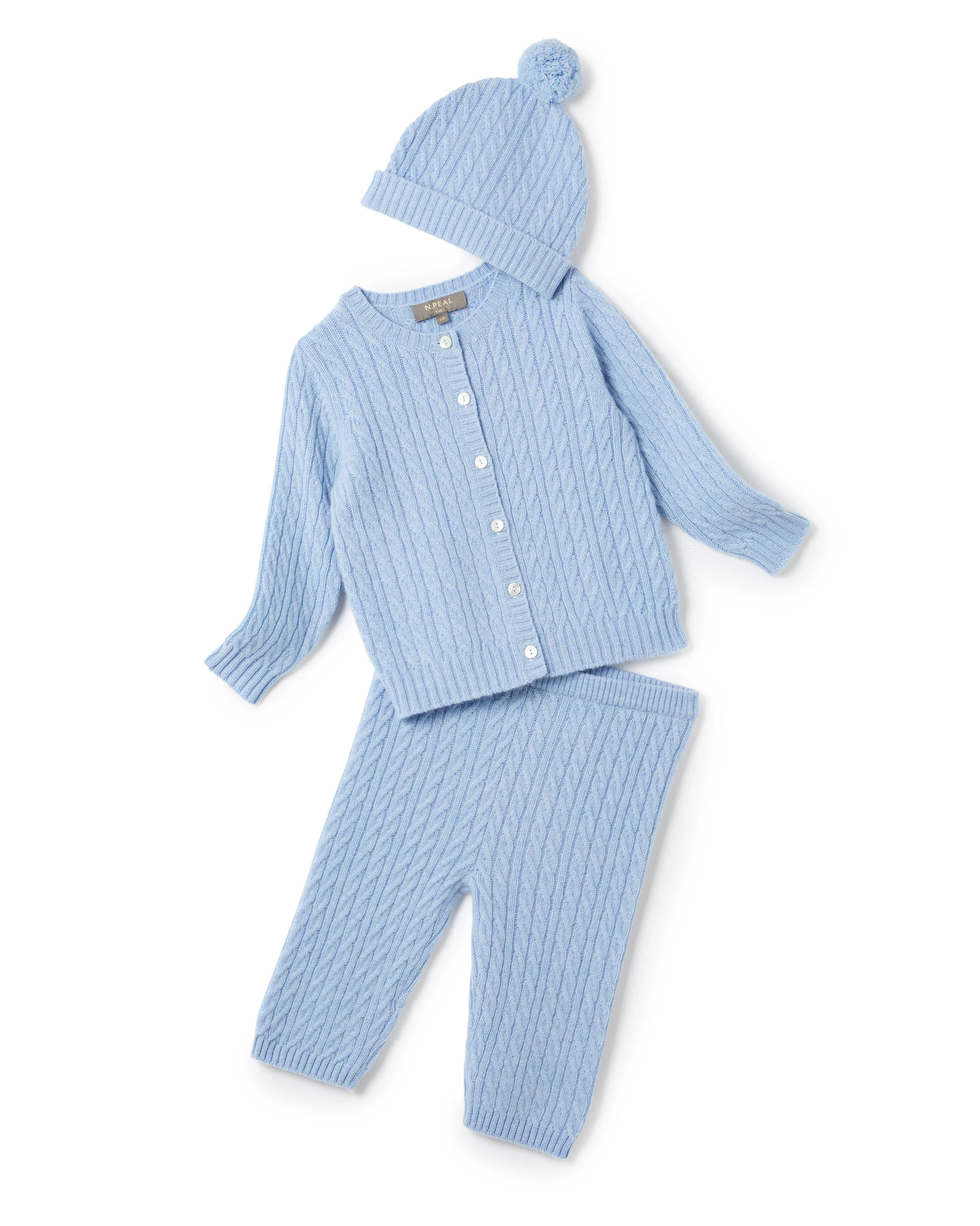 Cashmere Cable Cardigan Cornflower Blue - Image 10