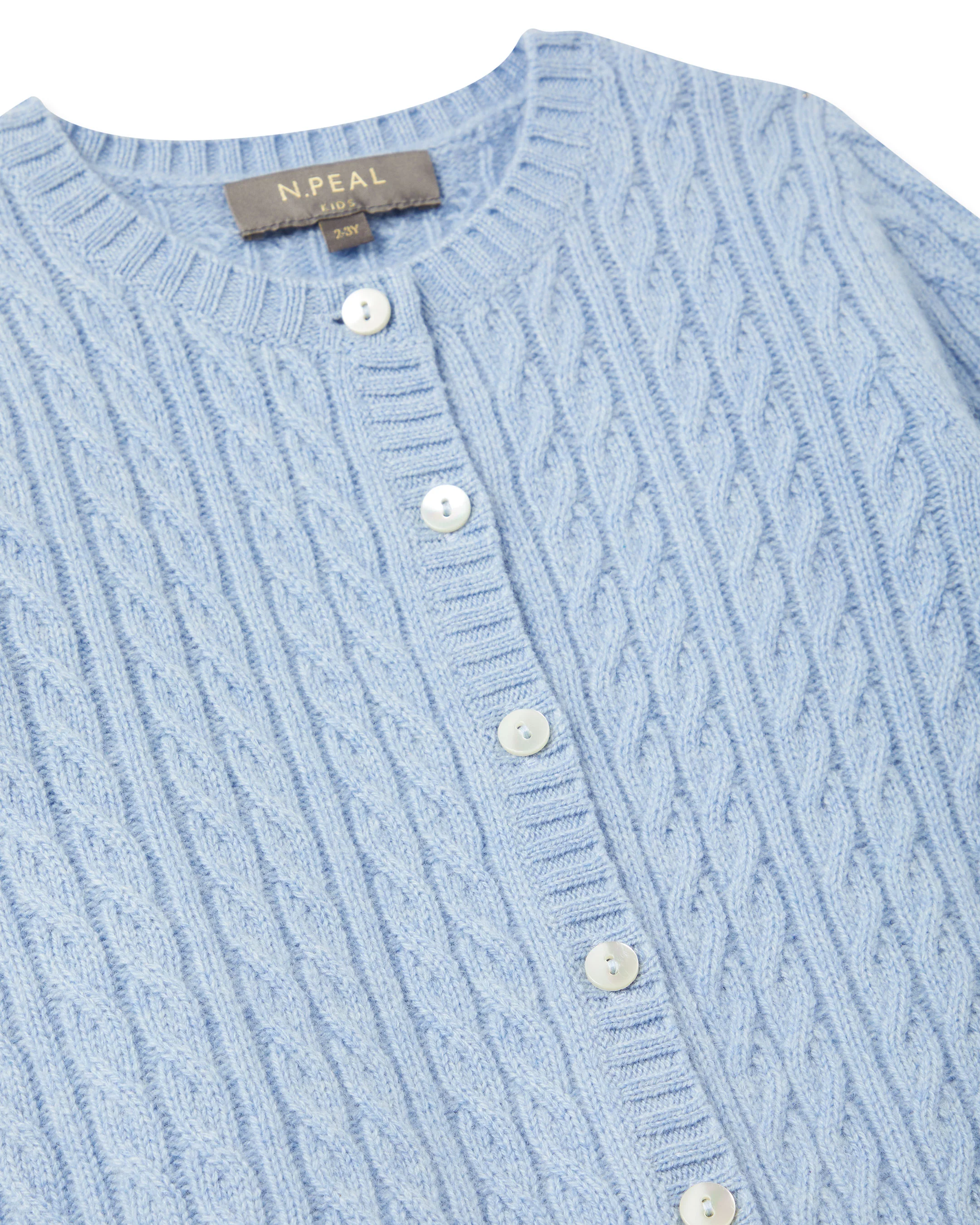 Cashmere Cable Cardigan Cornflower Blue - Image 8