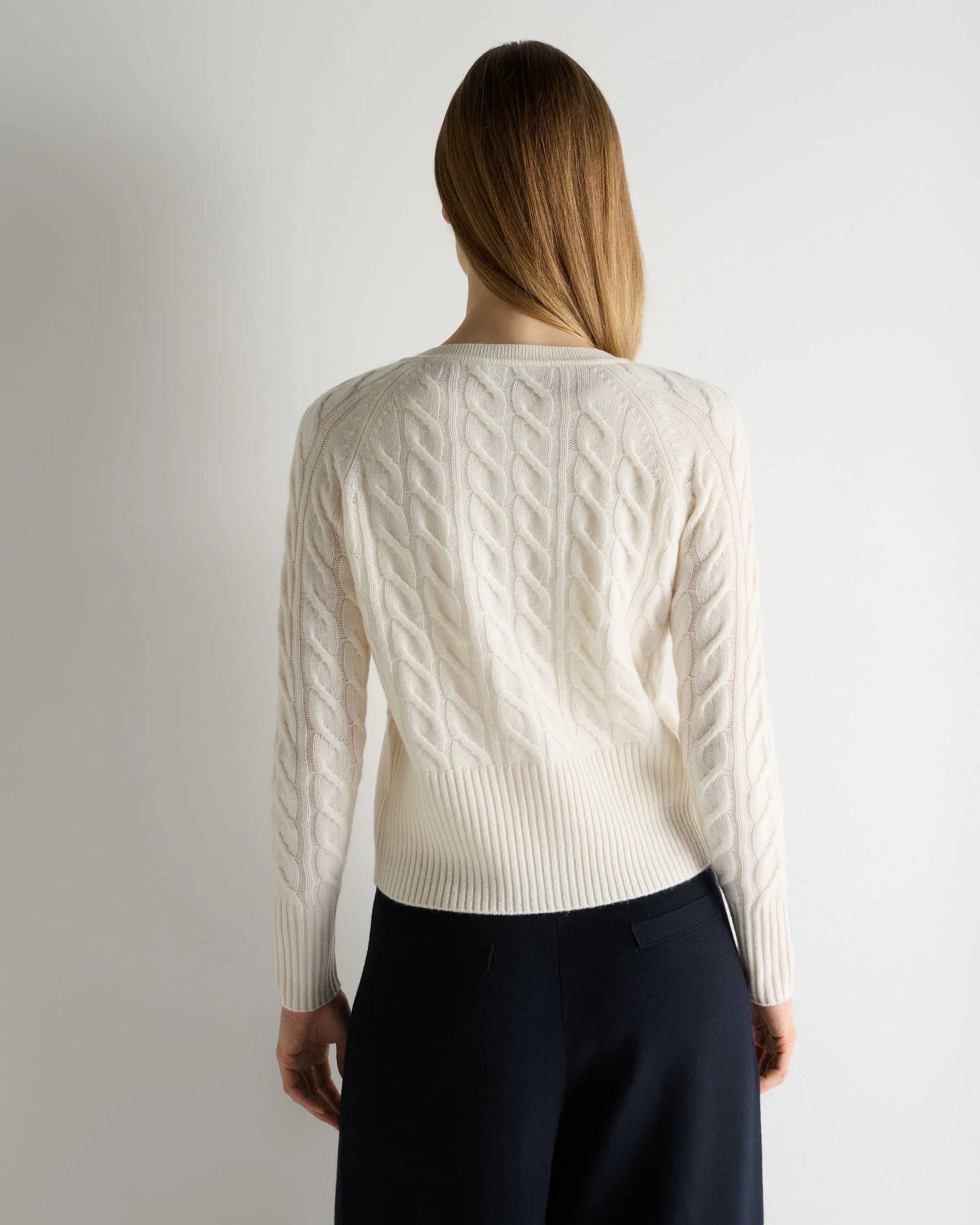 Women's Myla Cable Cashmere Cardigan New Ivory White - Image 4