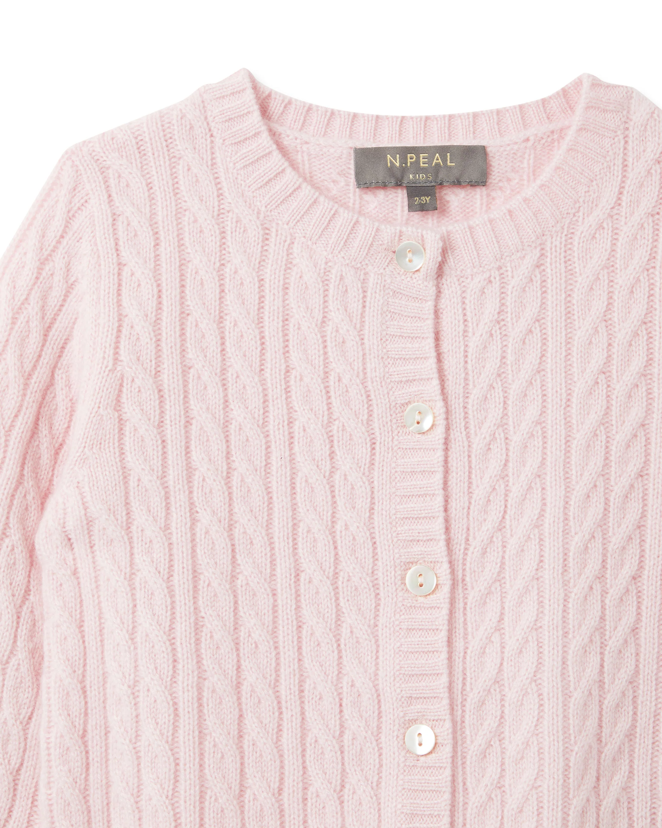 Cashmere Cable Cardigan Pale Pink - Image 3