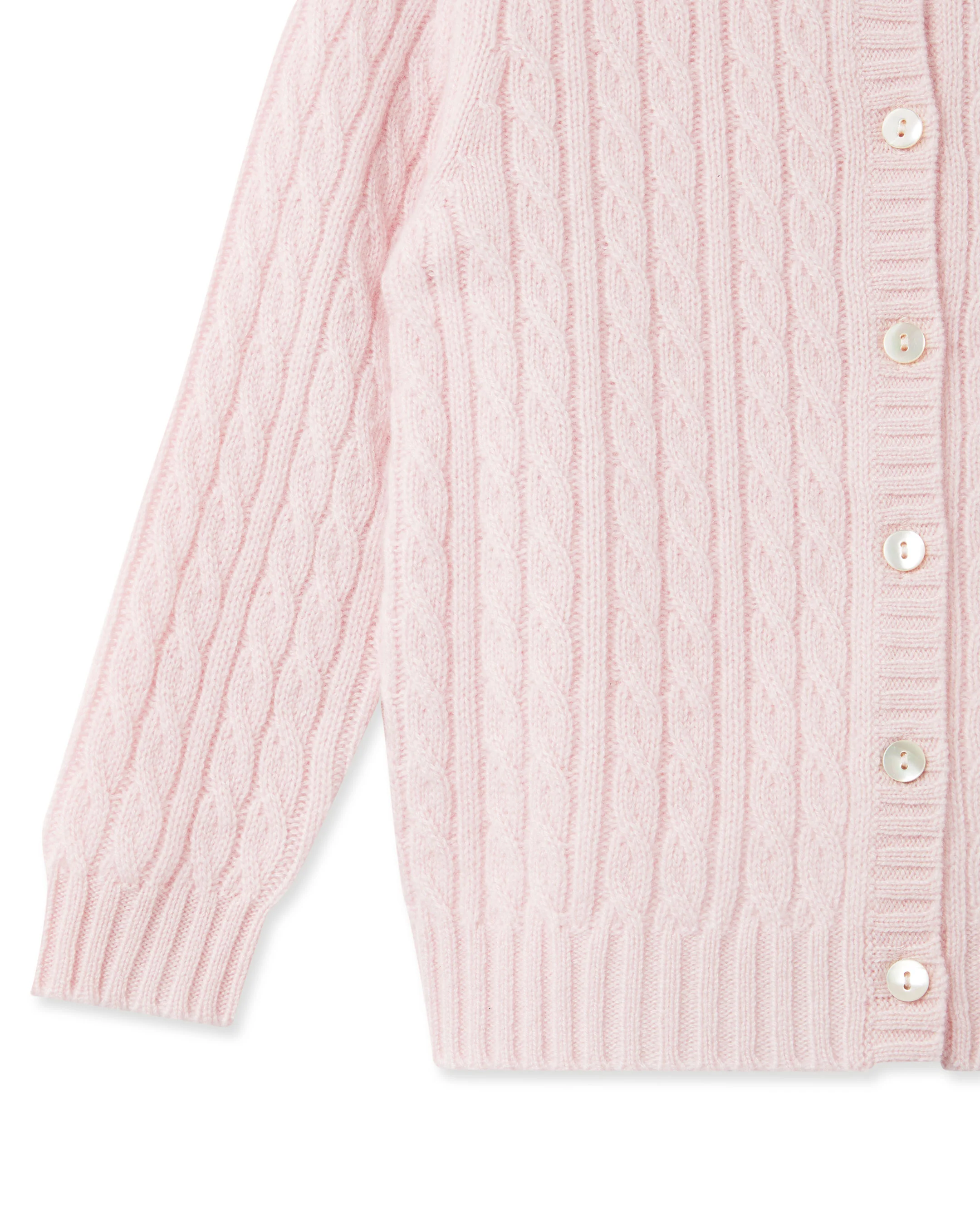 Cashmere Cable Cardigan Pale Pink - Image 4