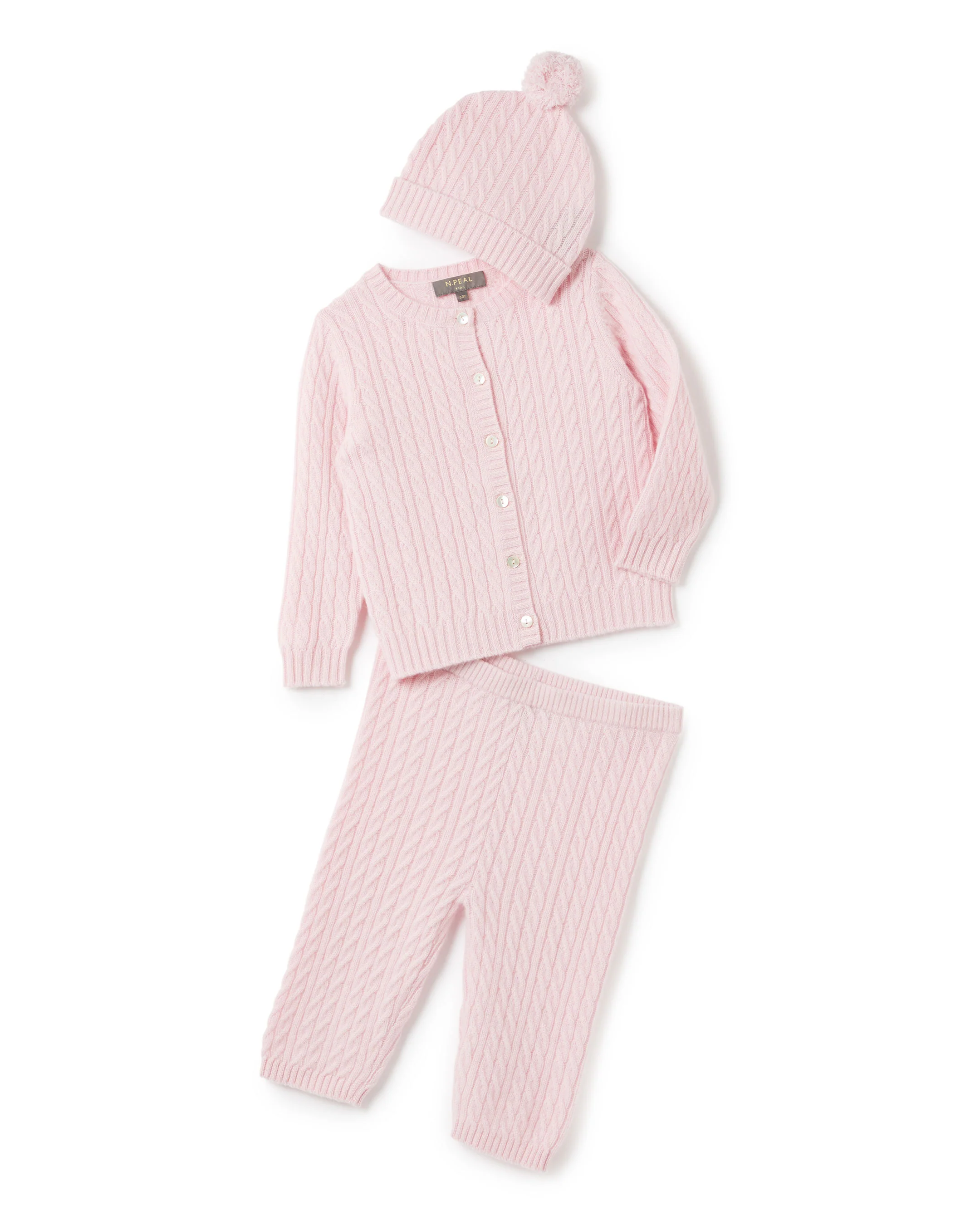 Cashmere Cable Cardigan Pale Pink - Image 5