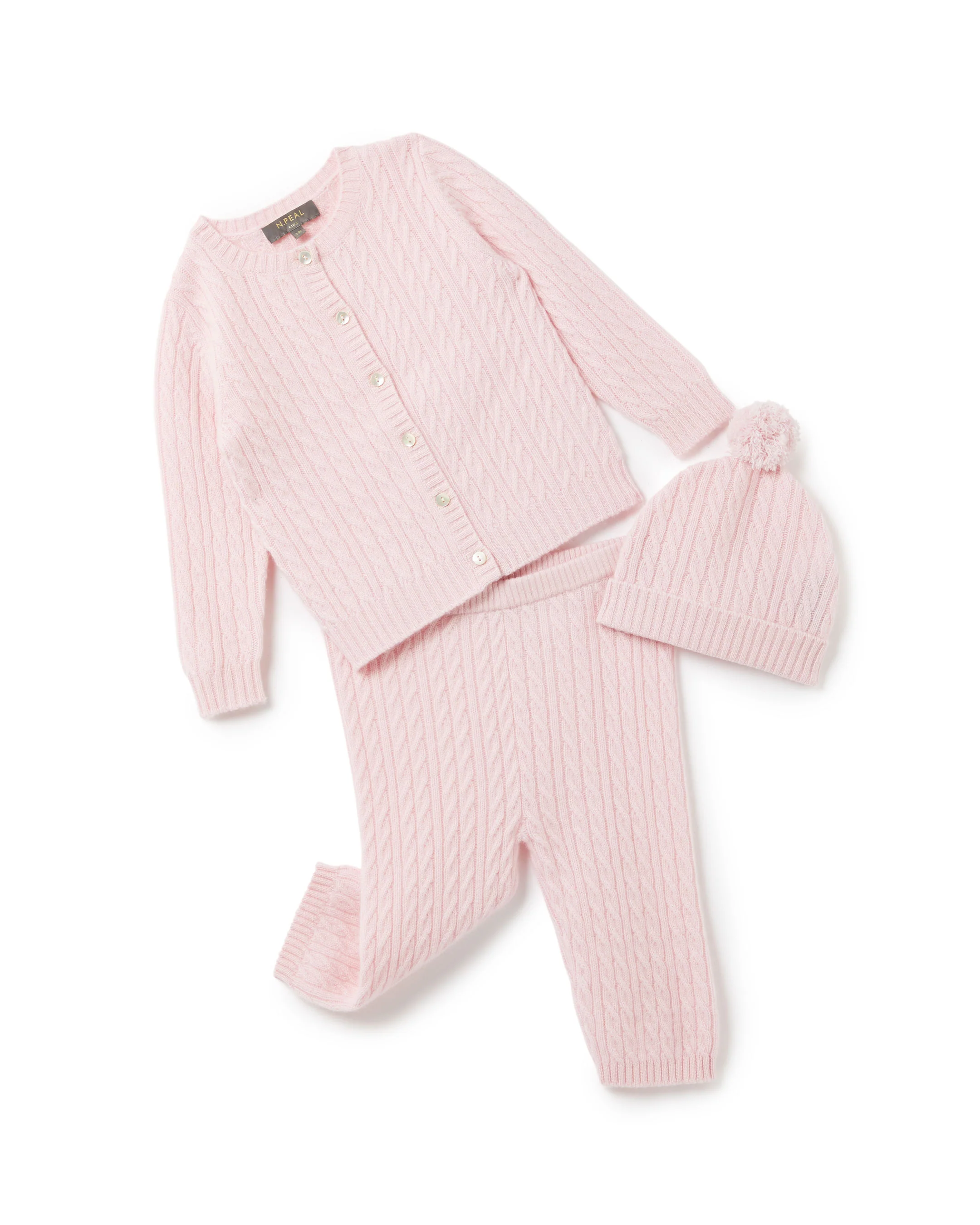 Cashmere Cable Cardigan Pale Pink - Image 6
