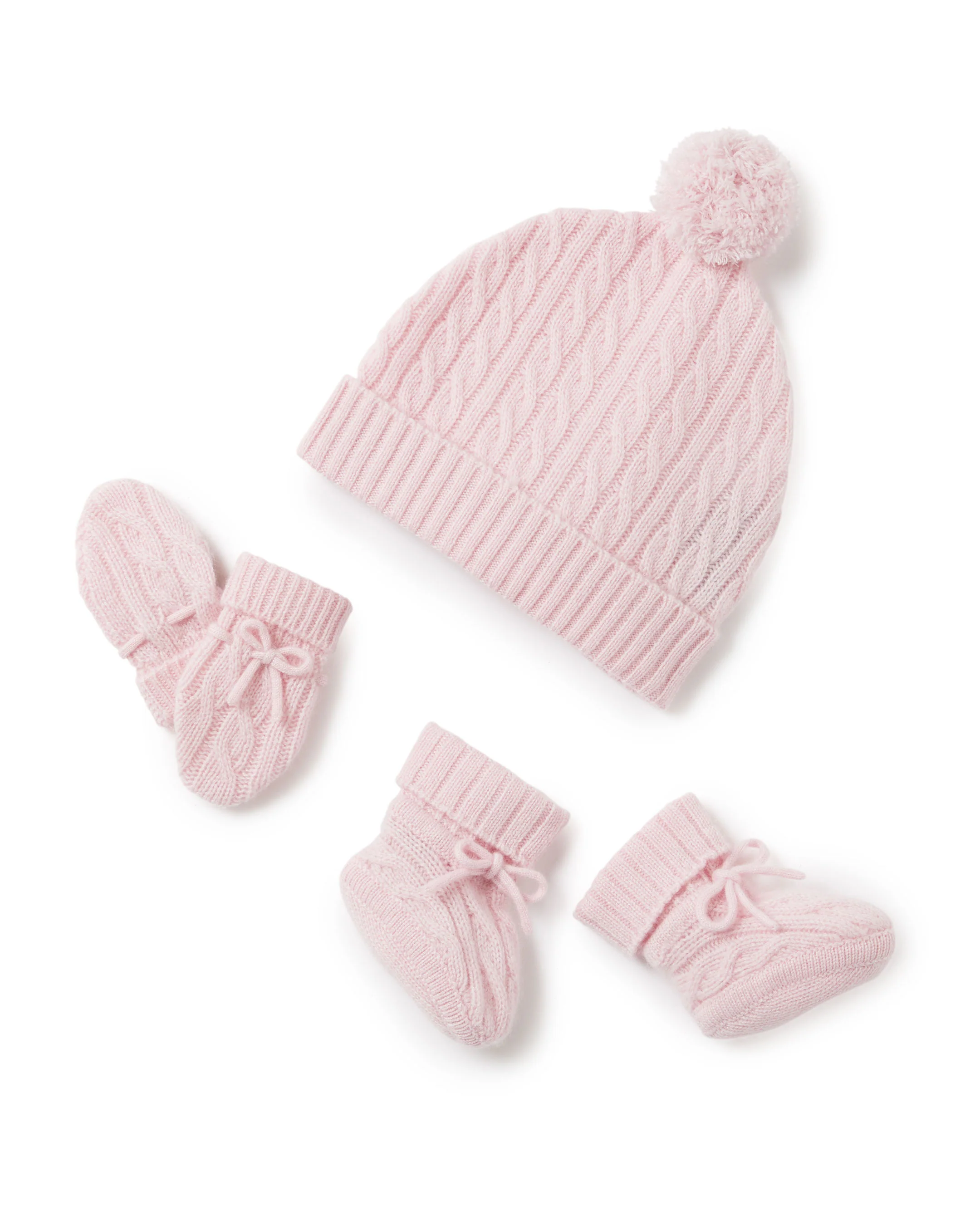 Cable Cashmere Mittens Pale Pink - Image 3