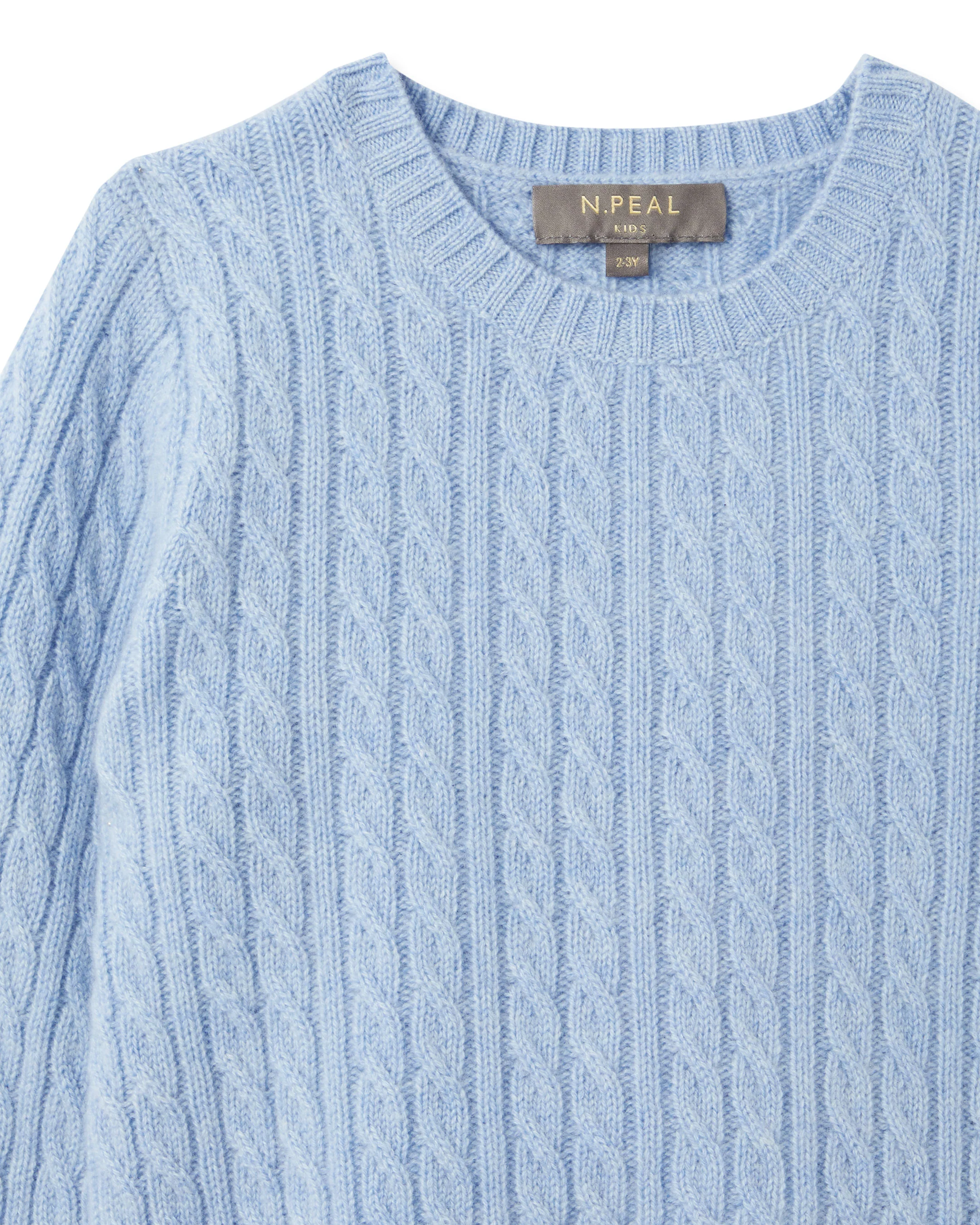 Cable Cashmere Jumper Cornflower Blue - Image 3