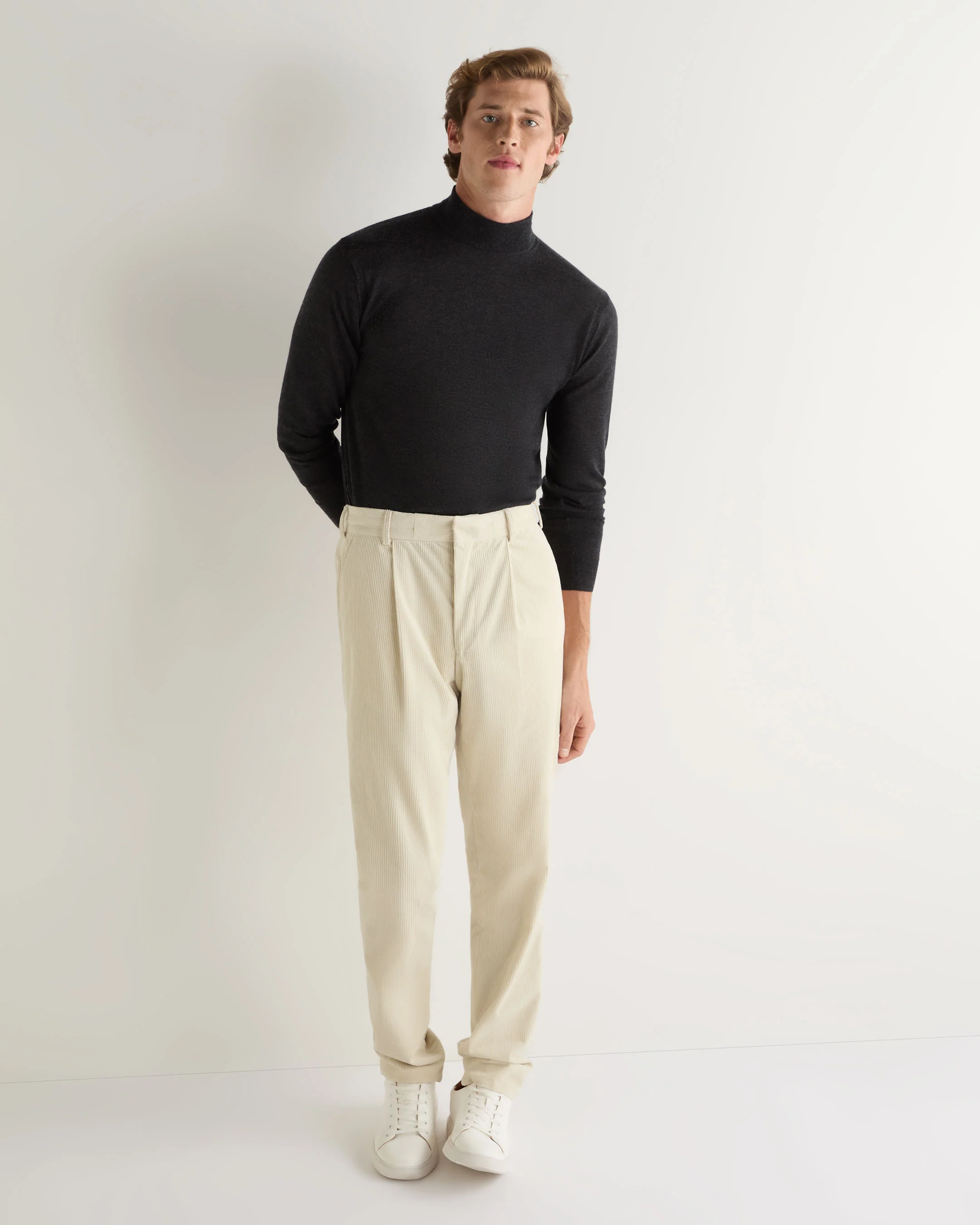 Men's Pimlico Fine Gauge Cashmere Roll Neck Jumper Dark Charcoal Grey - Image 3
