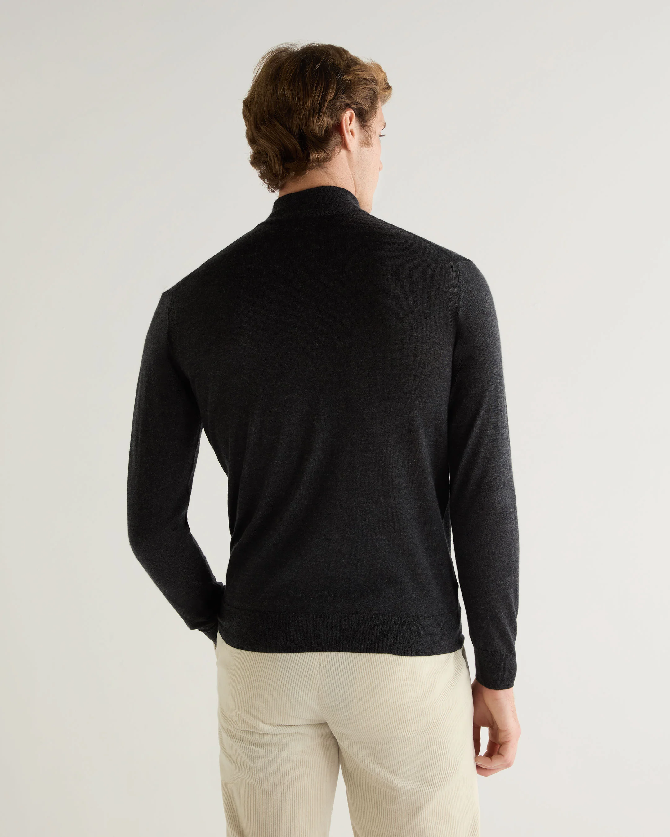 Men's Pimlico Fine Gauge Cashmere Roll Neck Jumper Dark Charcoal Grey - Image 4