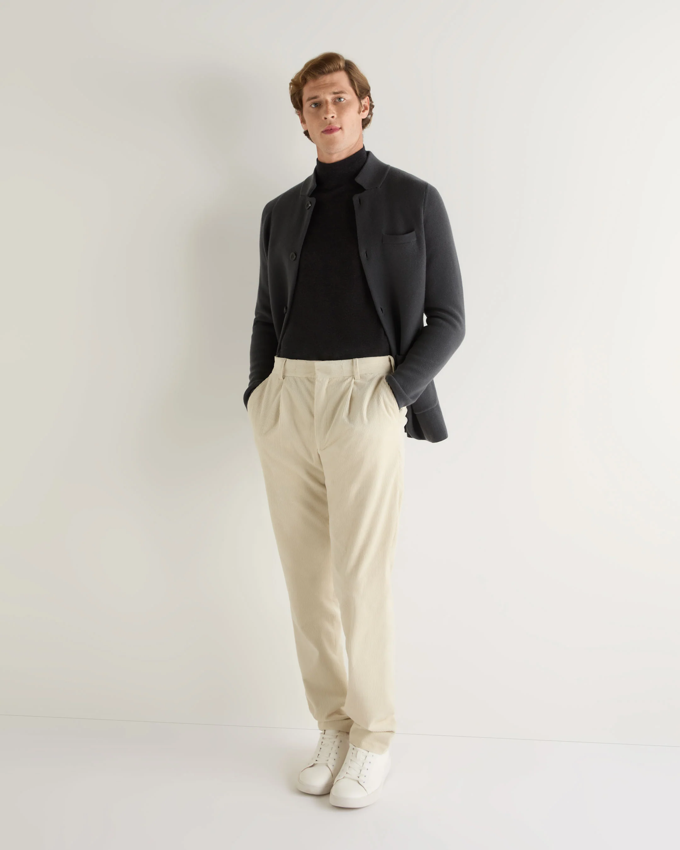 Men's Pimlico Fine Gauge Cashmere Roll Neck Jumper Dark Charcoal Grey - Image 7
