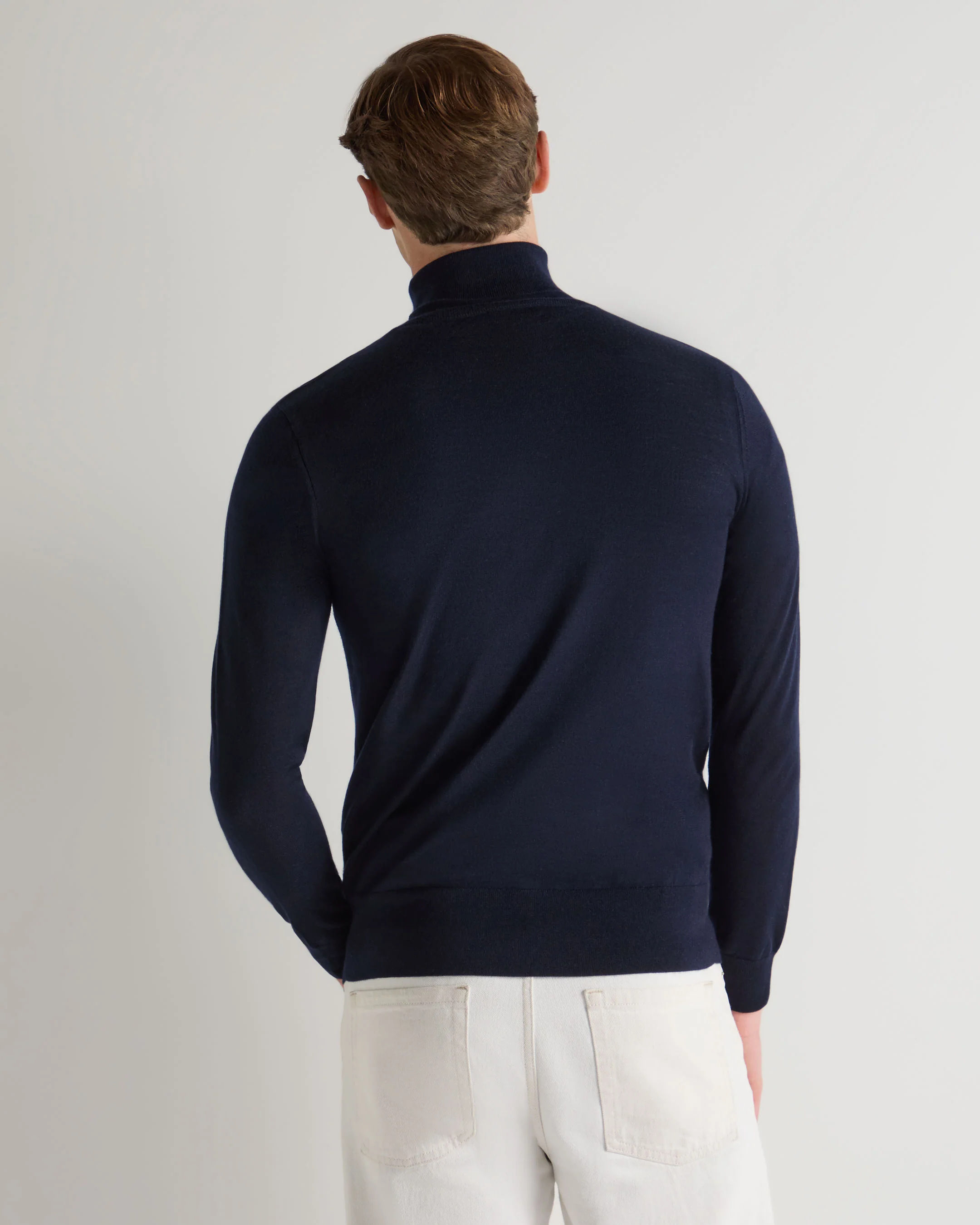 Men's Pimlico Fine Gauge Cashmere Roll Neck Jumper Navy Blue - Image 4
