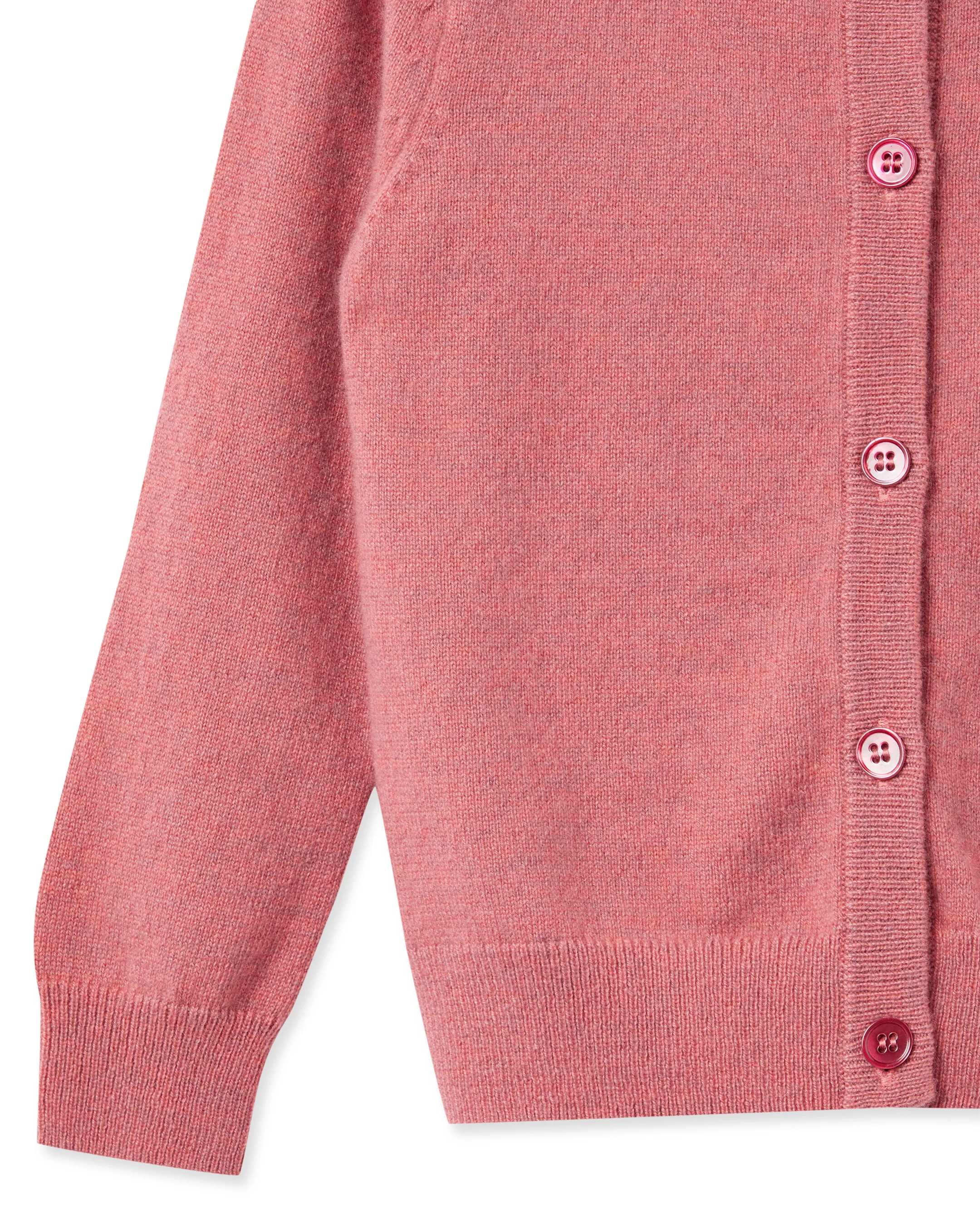 Girls Round Neck Cashmere Cardigan Heather Pink - Image 4