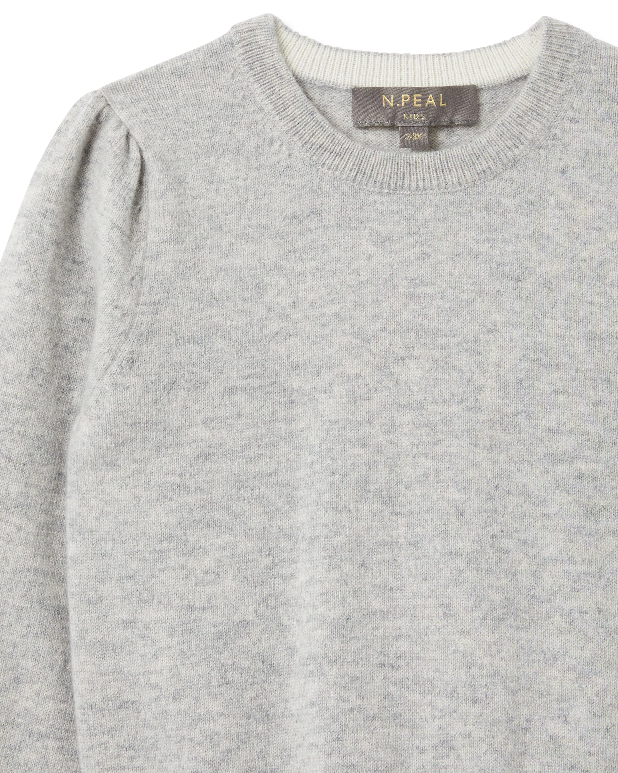 Girls Round Neck Cashmere Jumper Fumo Grey - Image 3
