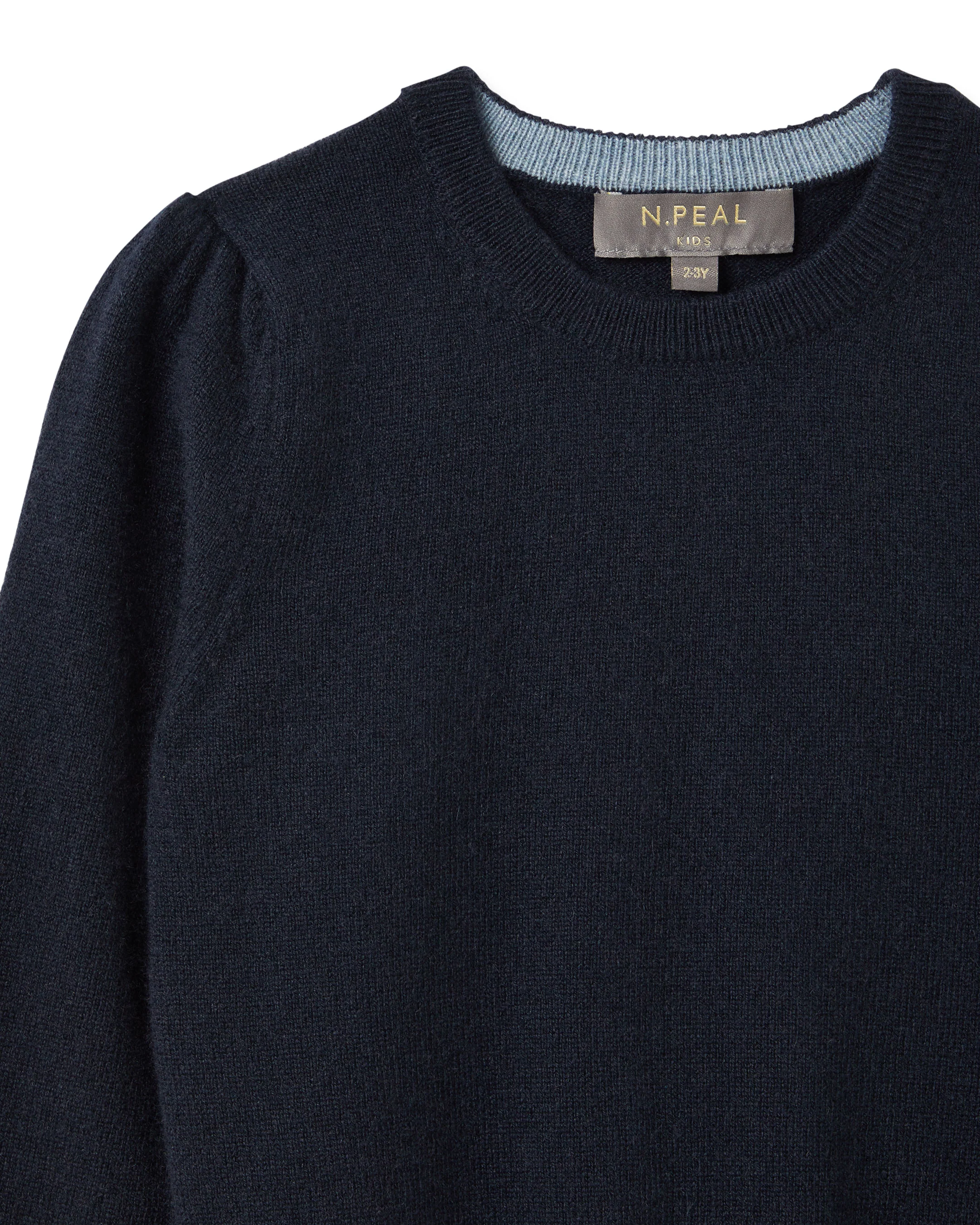 Girls Round Neck Cashmere Jumper Navy Blue - Image 3