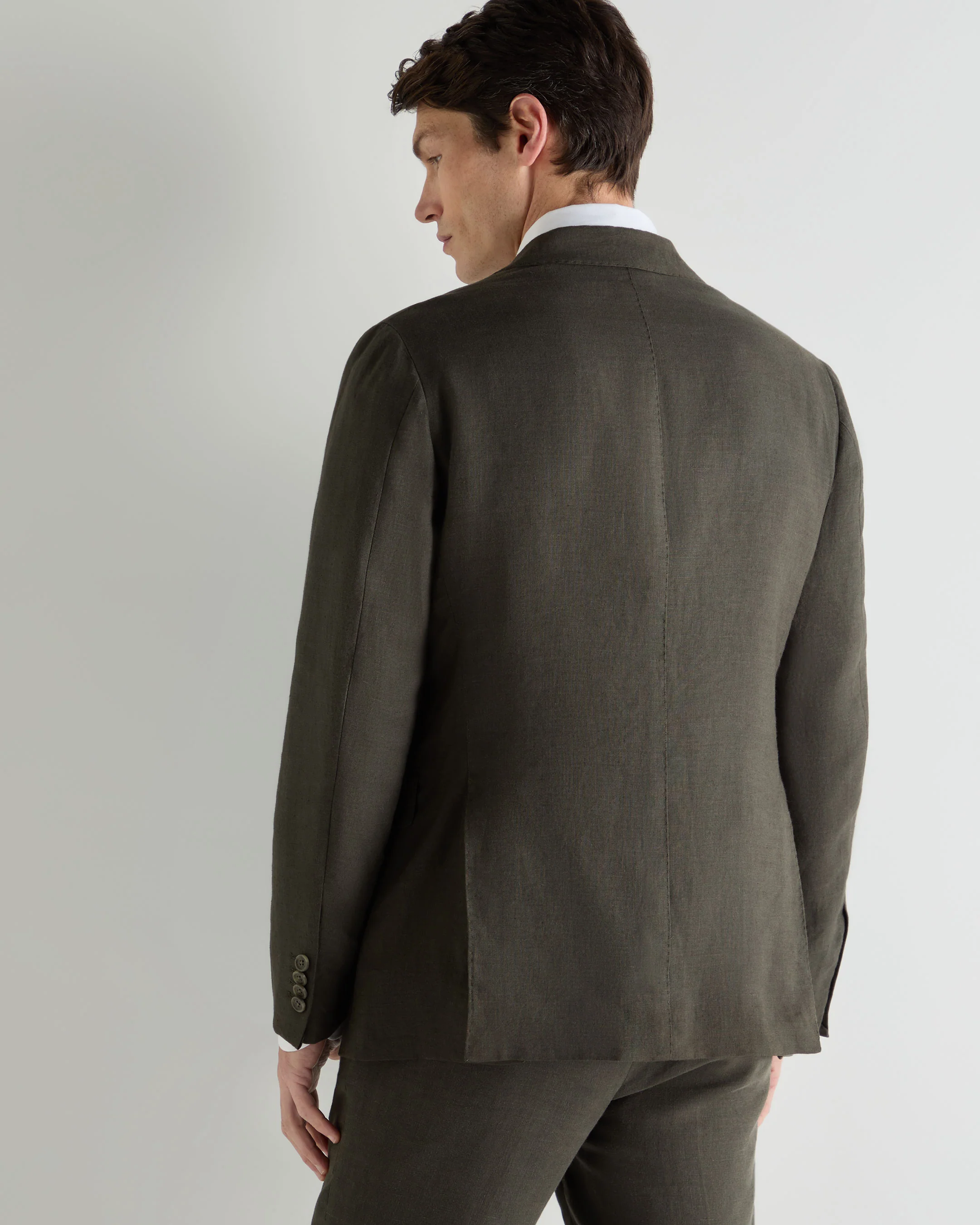 Men's Amalfi Linen Jacket Arabica Khaki Green - Image 4