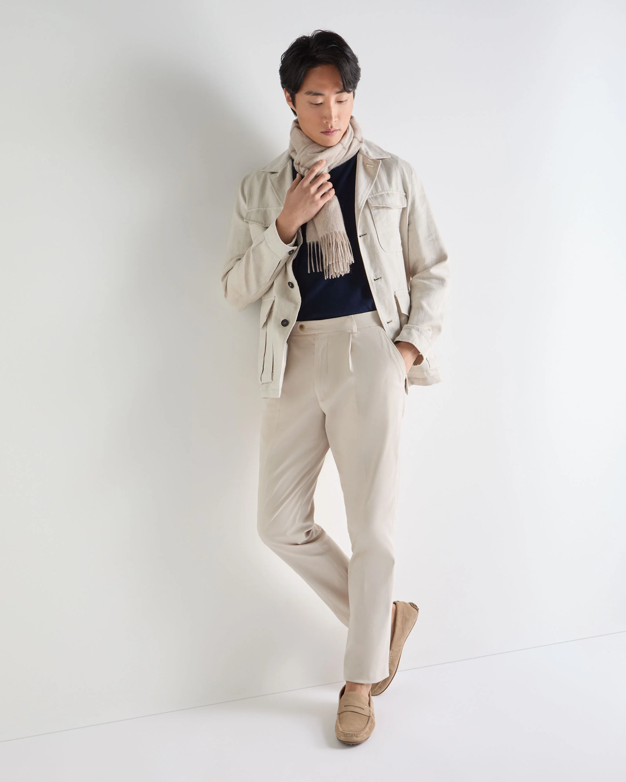 Mens Atrani Cotton Trousers Stone Brown - Image 3