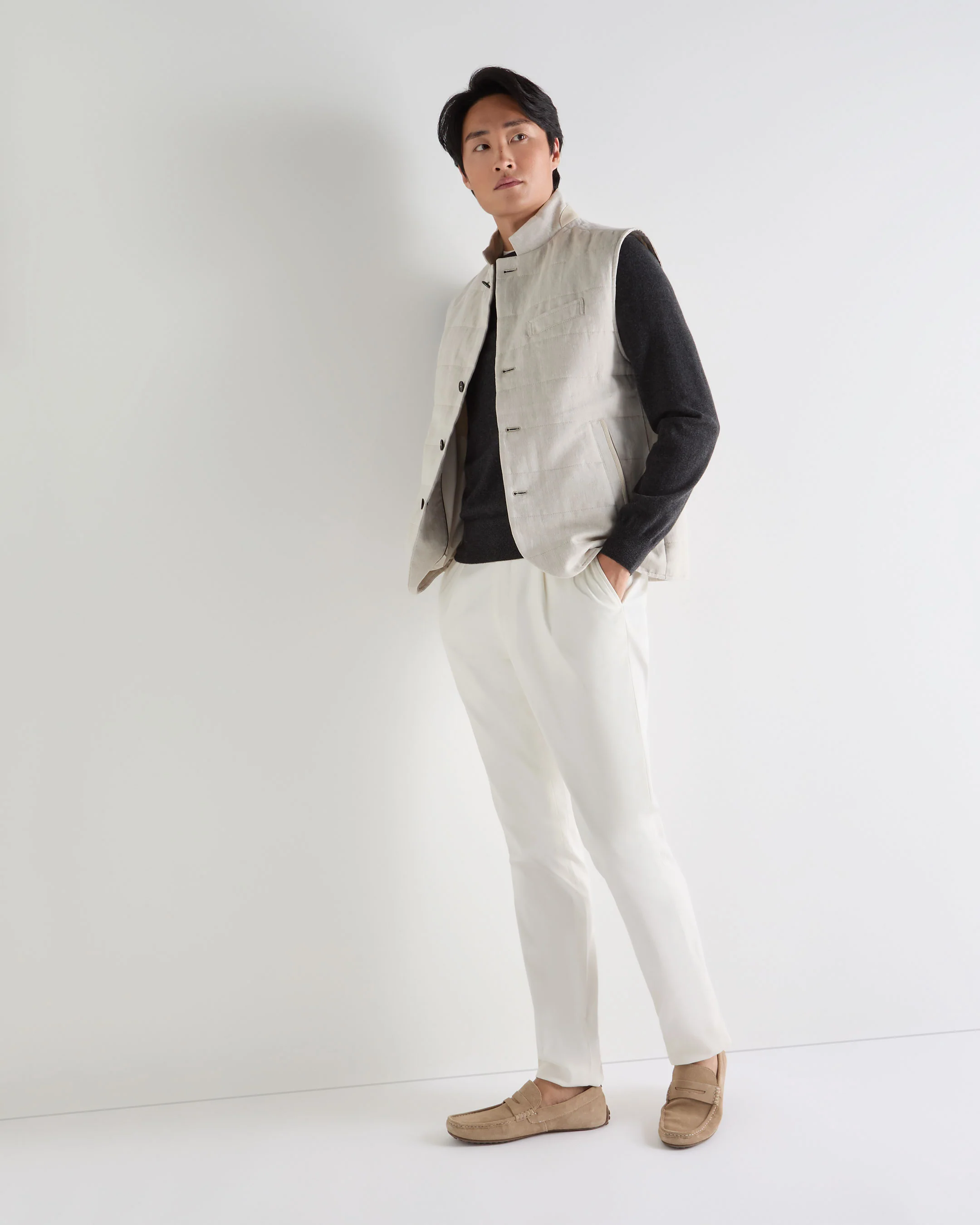 Men's Atrani Cotton Trousers White - Image 3