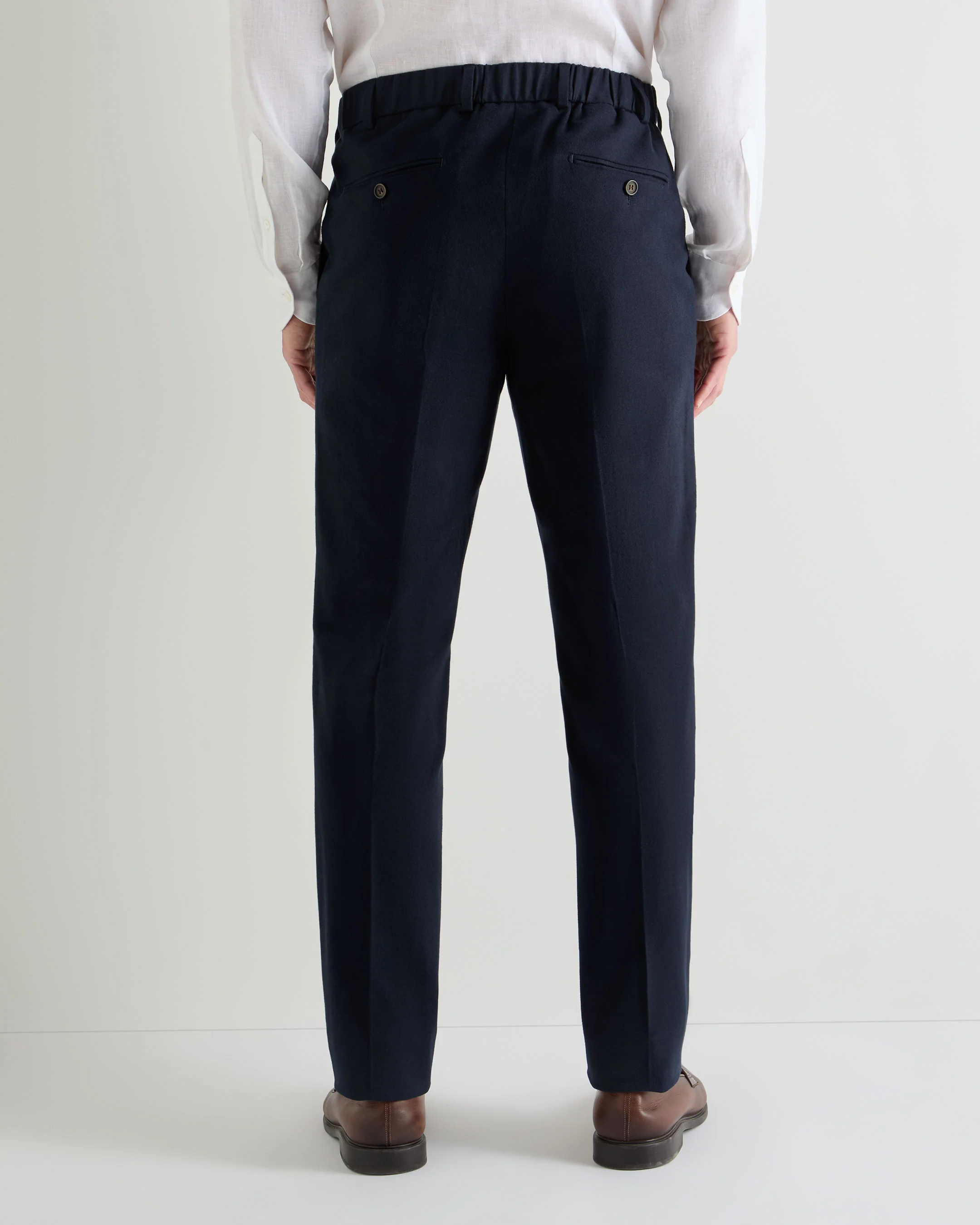 Men's Atrani Drawstring Cotton Trousers Navy Blue - Image 4