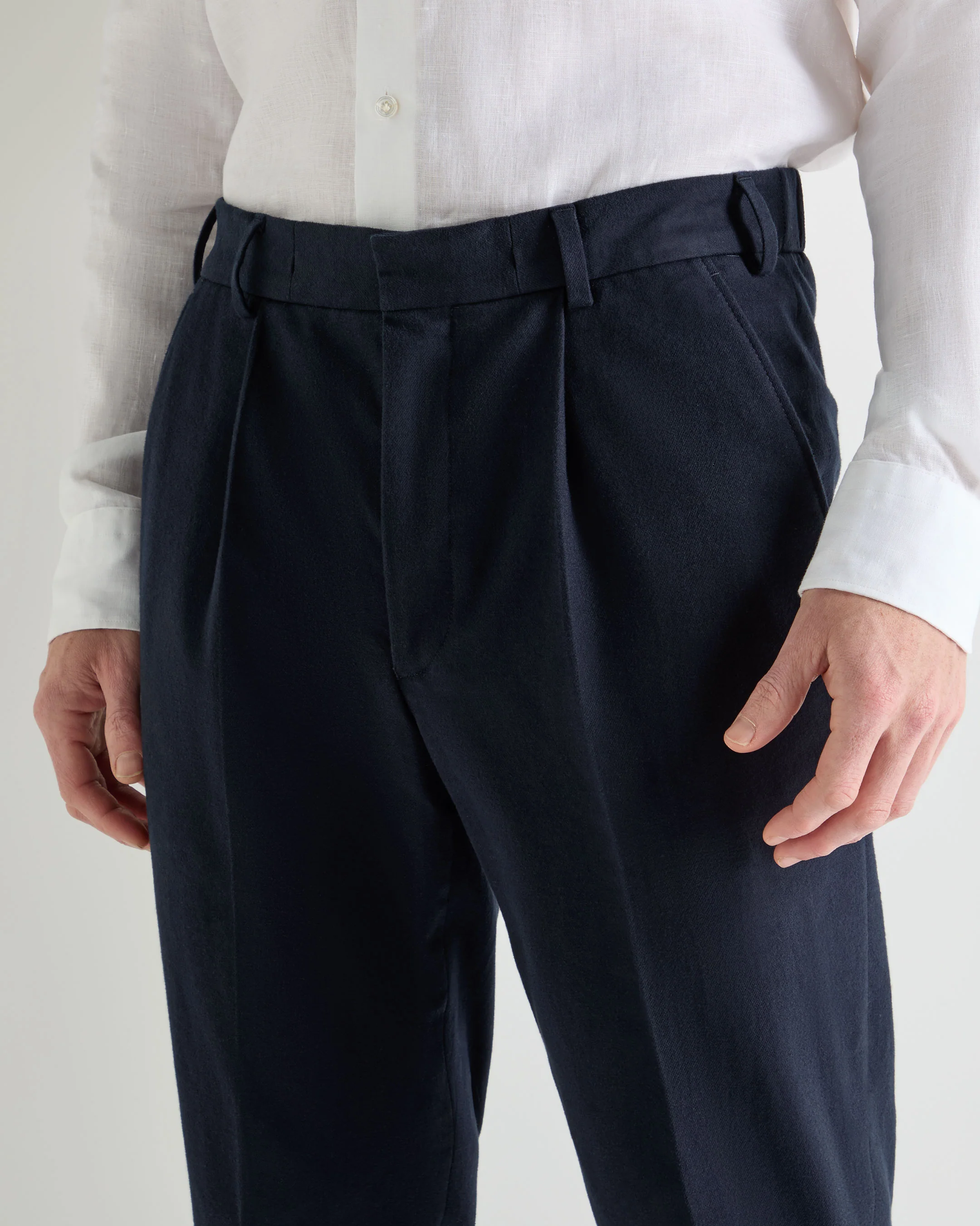 Men's Atrani Drawstring Cotton Trousers Navy Blue - Image 6
