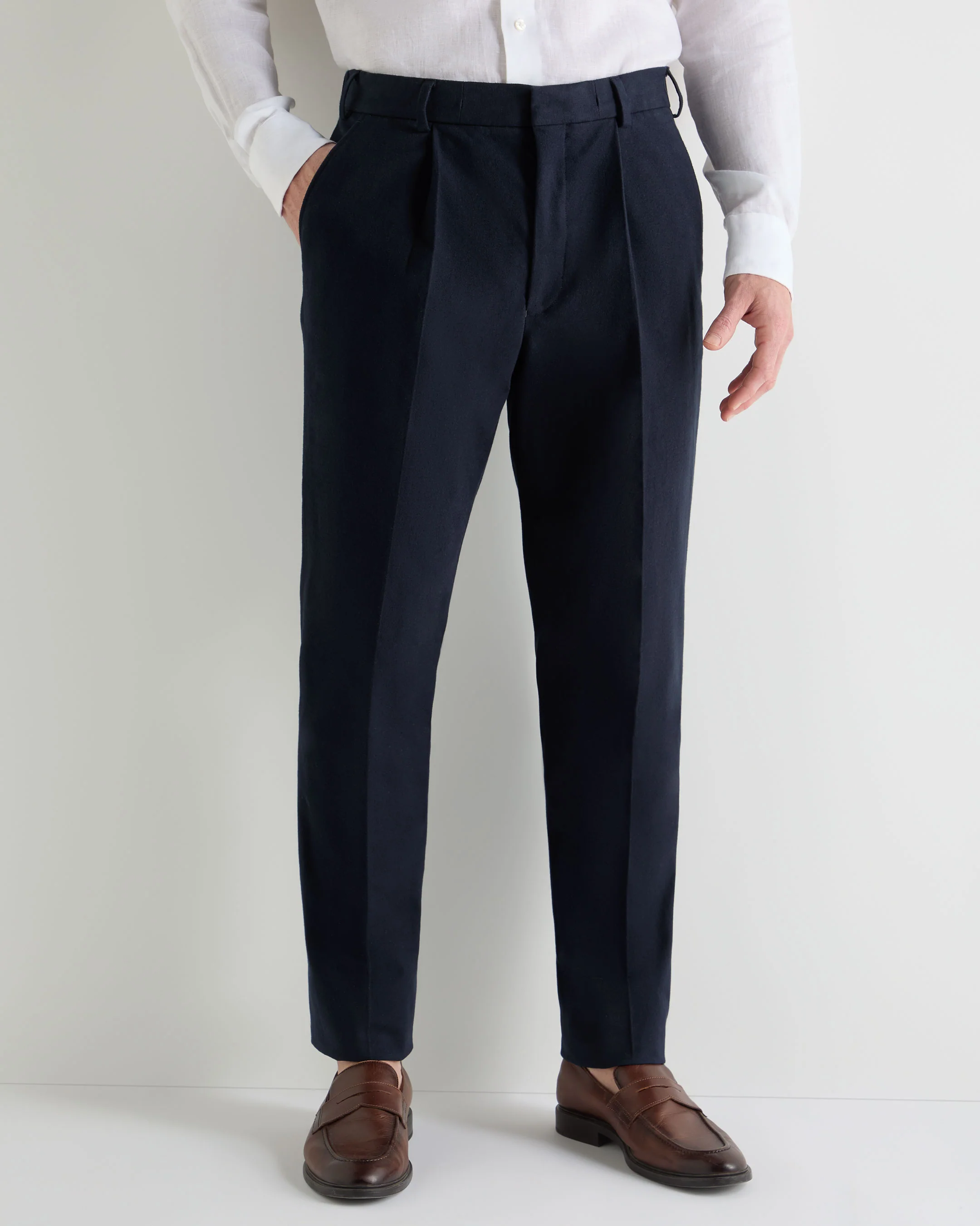 Men's Atrani Drawstring Cotton Trousers Navy Blue - Image 7