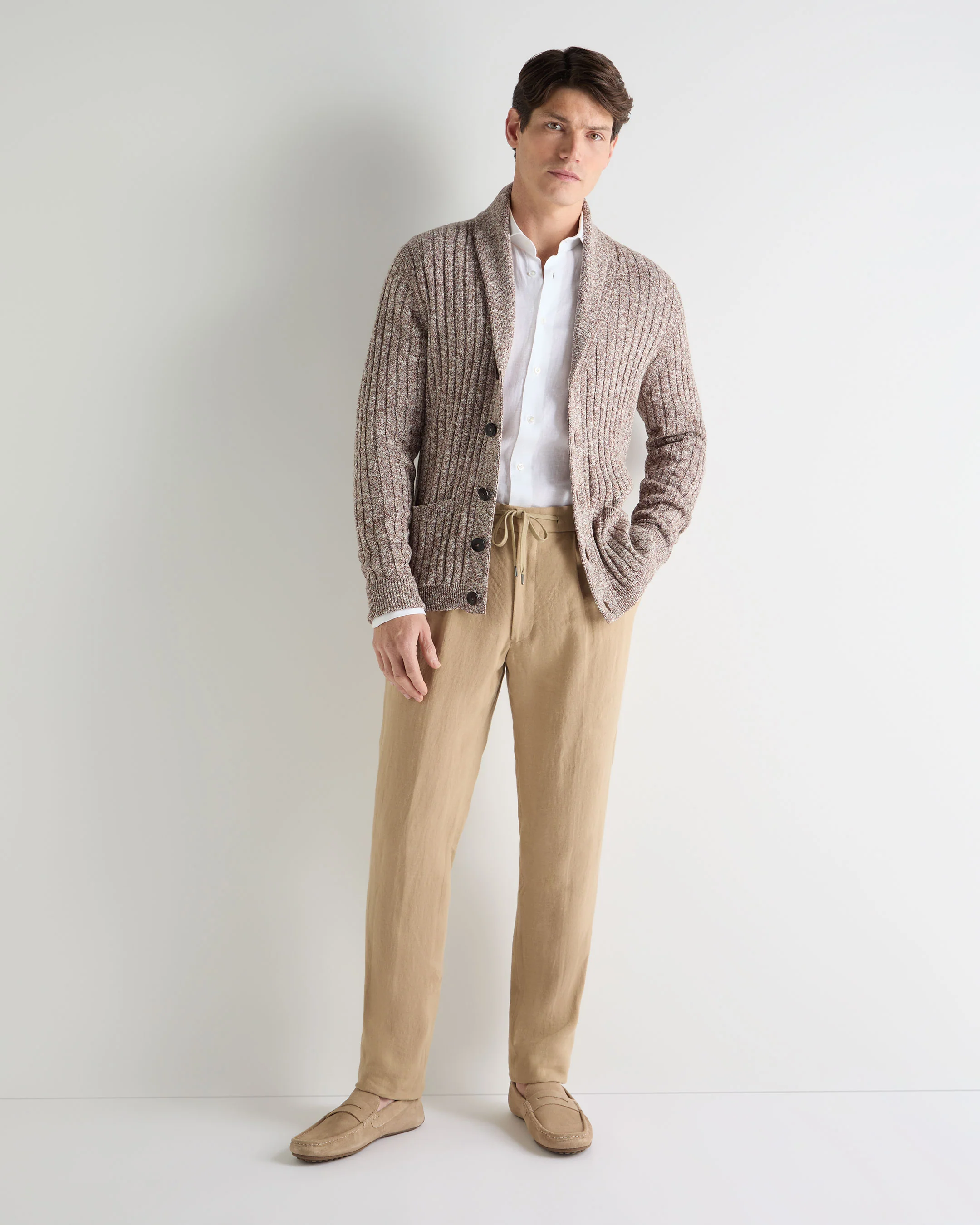 Men's Atrani Linen Trouser Taupe Brown - Image 3