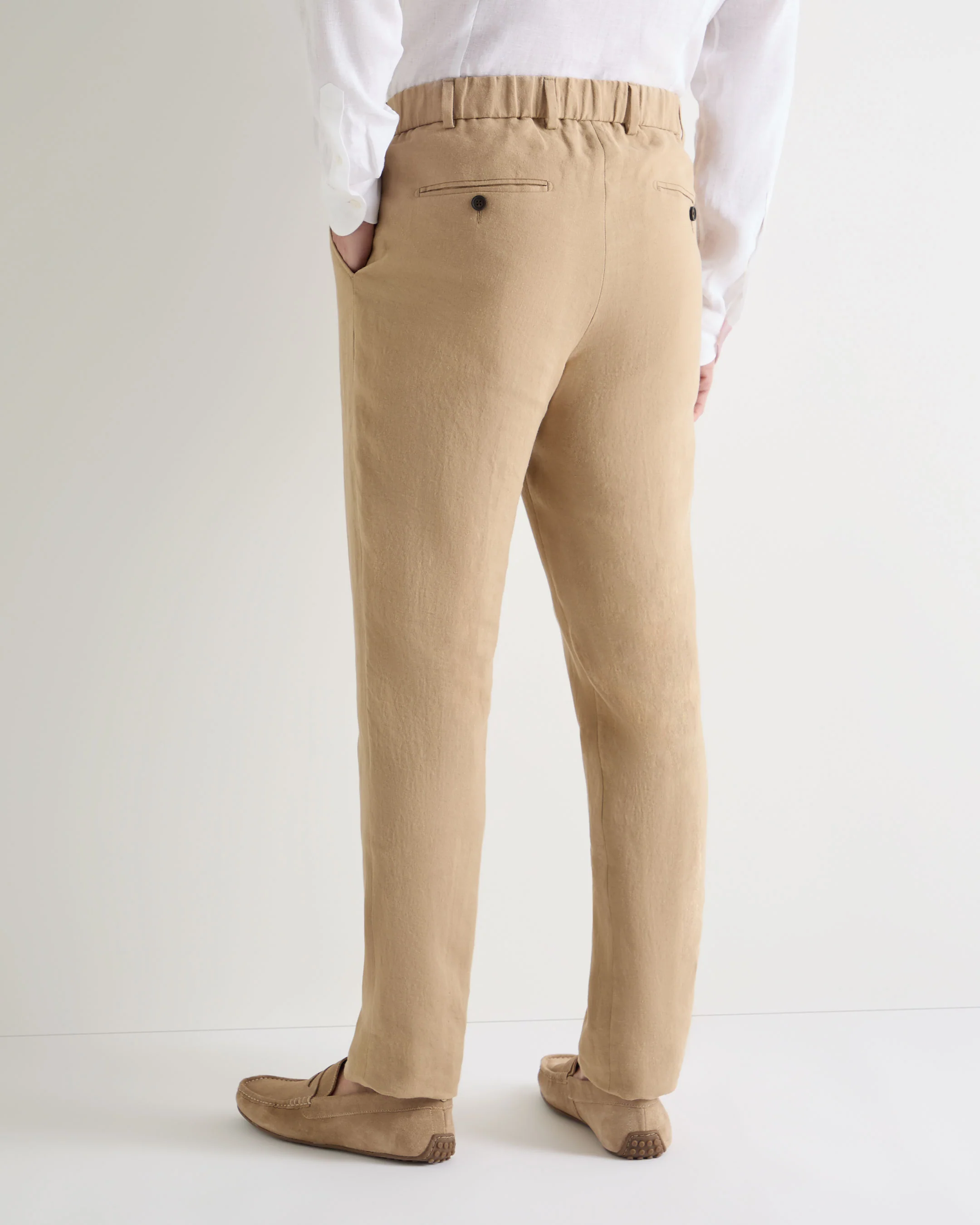 Men's Atrani Linen Trouser Taupe Brown - Image 4