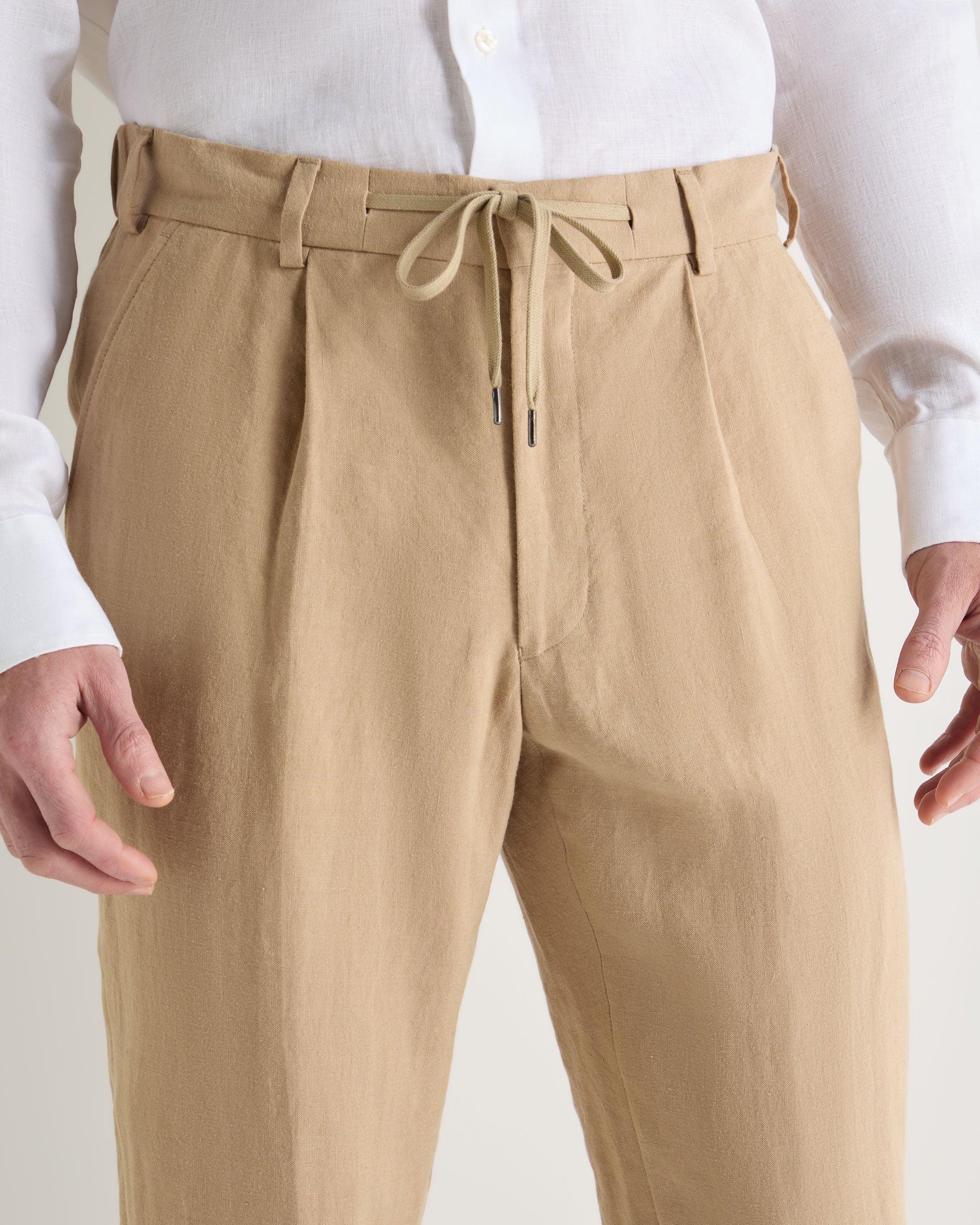 Men's Atrani Linen Trouser Taupe Brown - Image 5