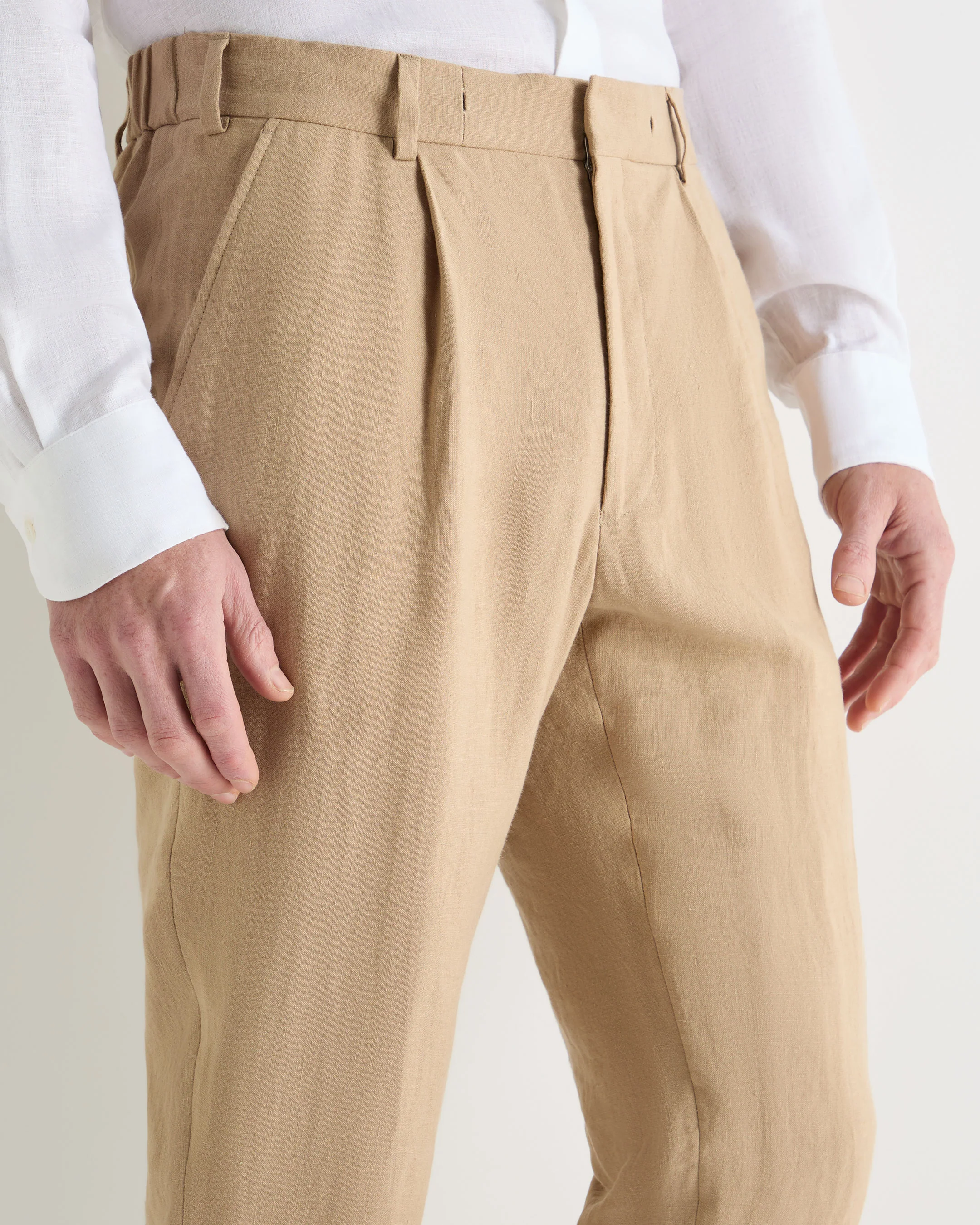 Men's Atrani Linen Trouser Taupe Brown - Image 7