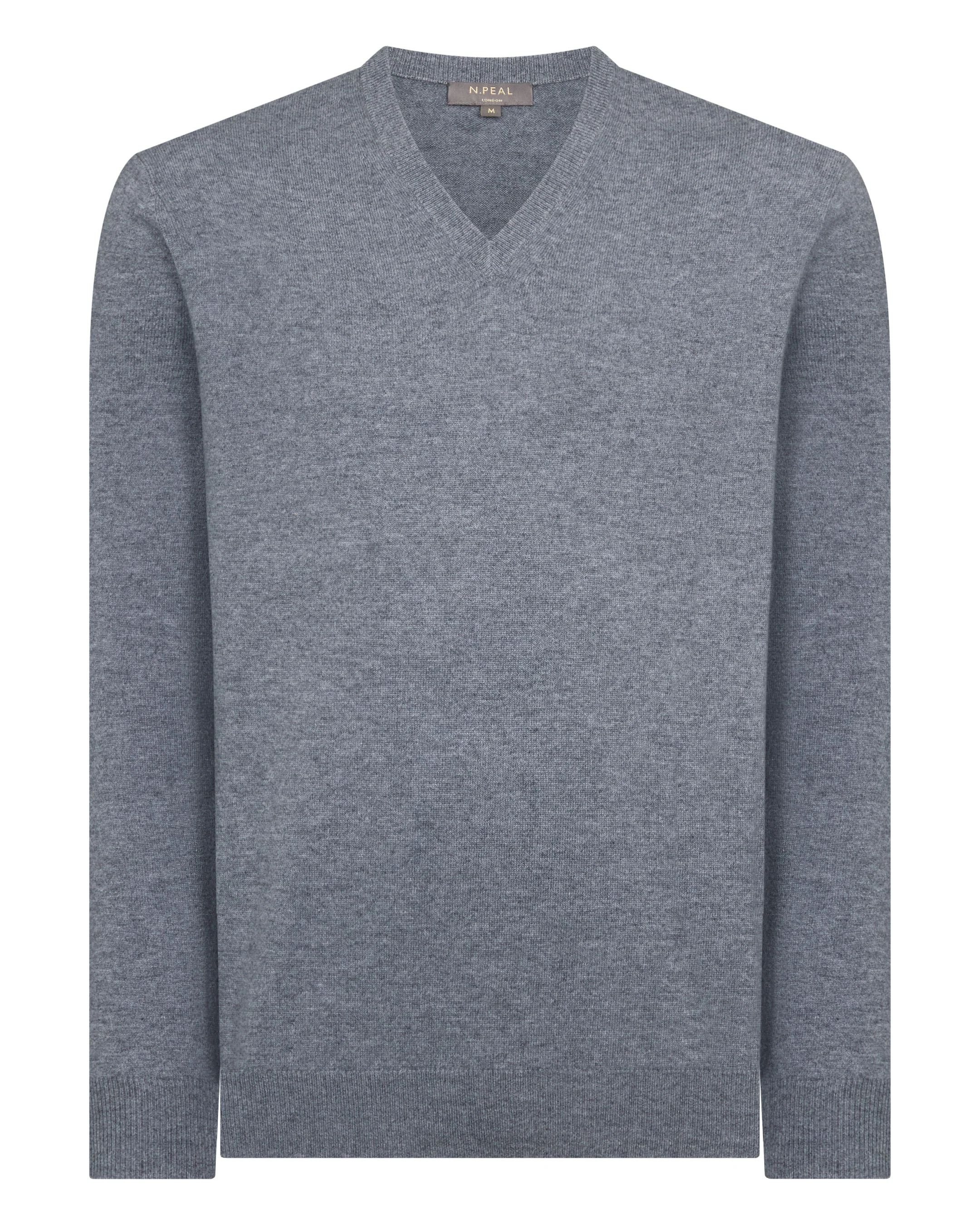 Men's Burlington V Neck Cashmere Jumper Ash Grey - Image 2