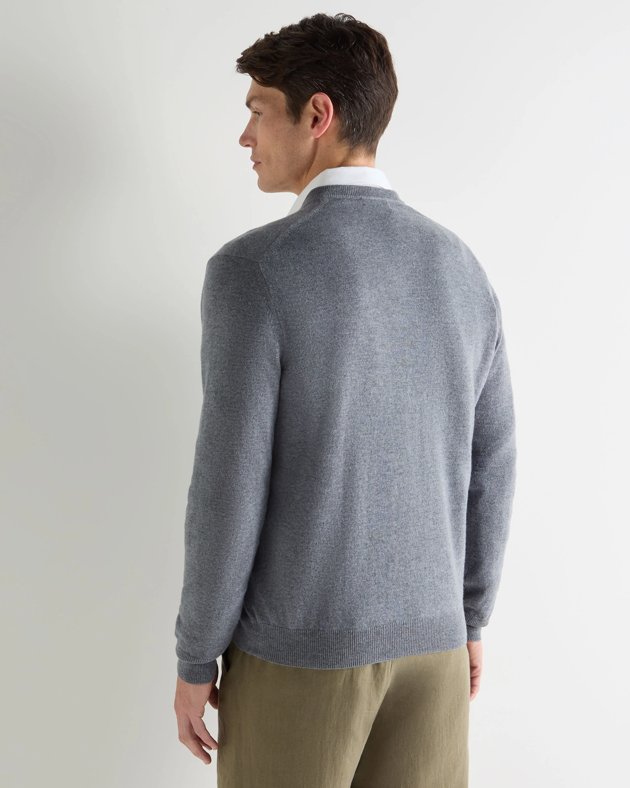 Men's Burlington V Neck Cashmere Jumper Ash Grey - Image 4