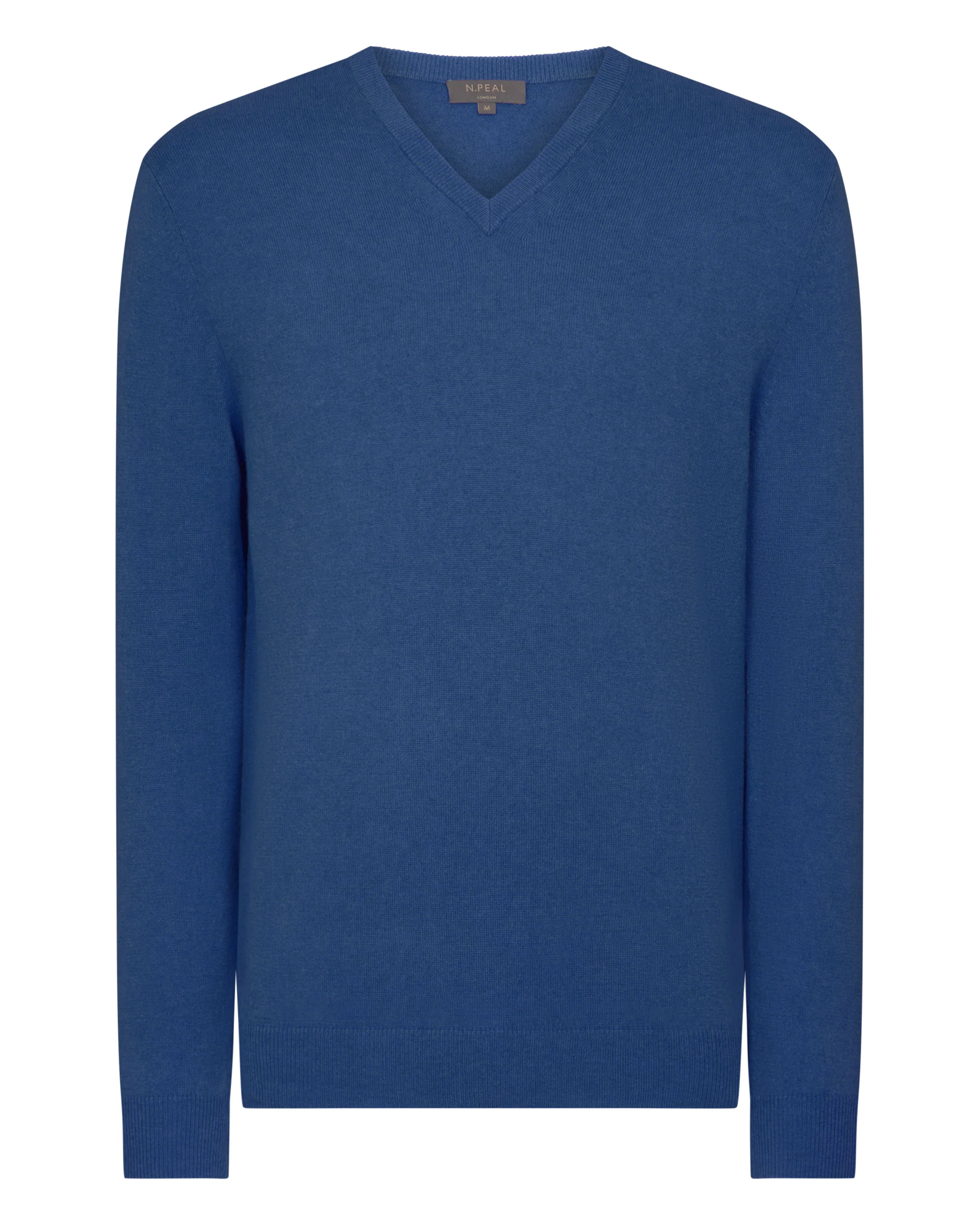 Men's Burlington V Neck Cashmere Jumper Bright Denim Blue - Image 2