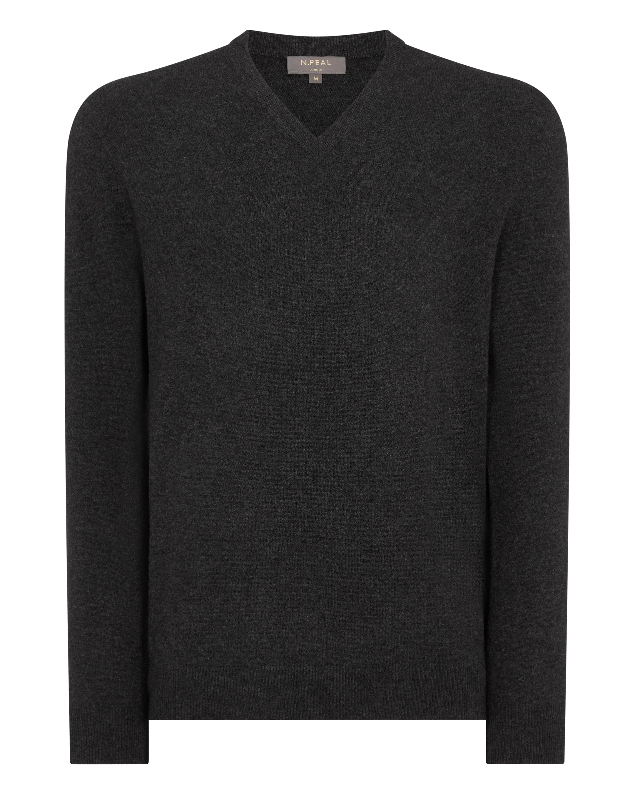 Men's Burlington V Neck Cashmere Jumper Deep Charcoal Grey - Image 2
